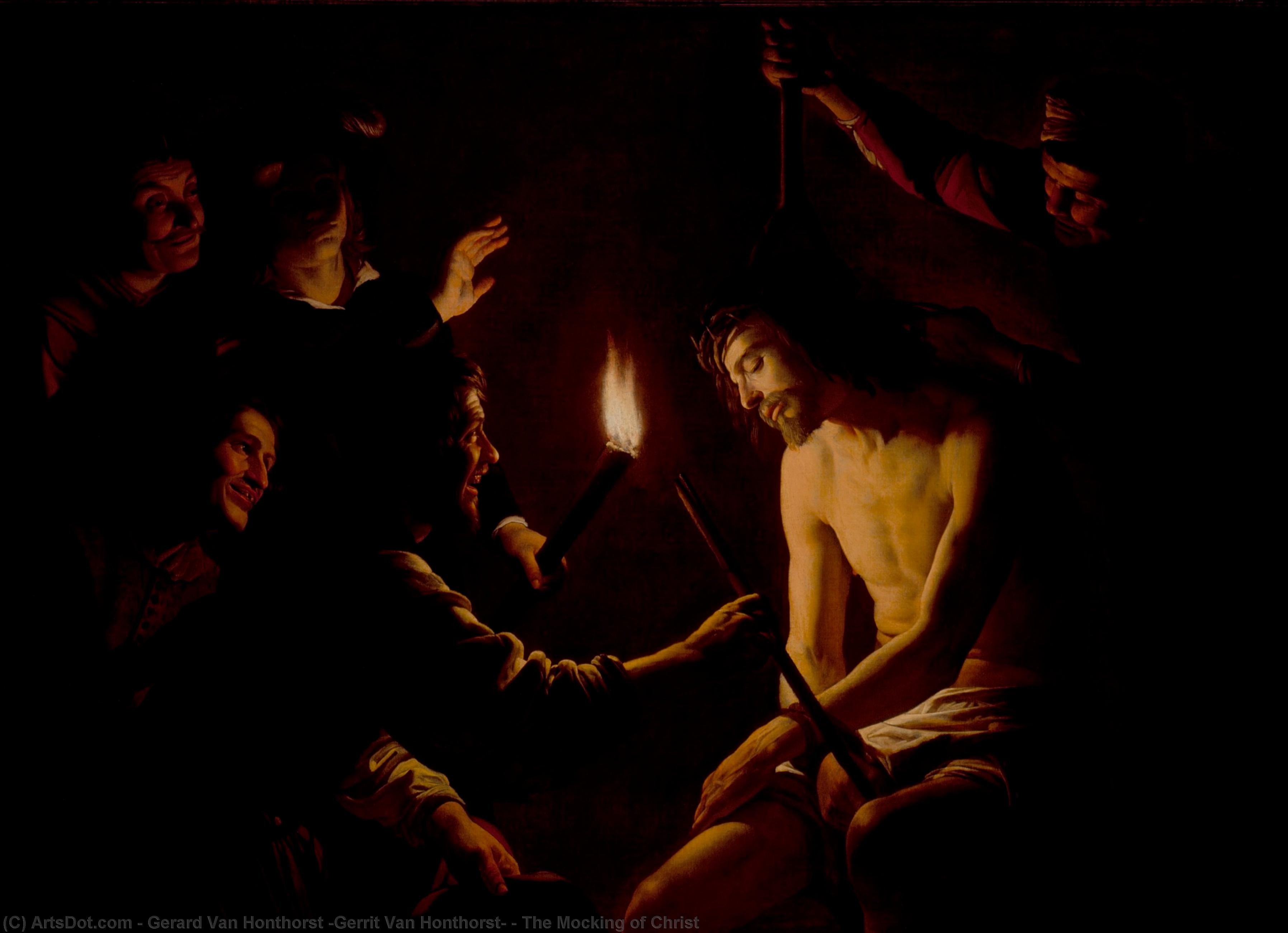 WikiOO.org - Enciklopedija dailės - Tapyba, meno kuriniai Gerard Van Honthorst (Gerrit Van Honthorst) - The Mocking of Christ