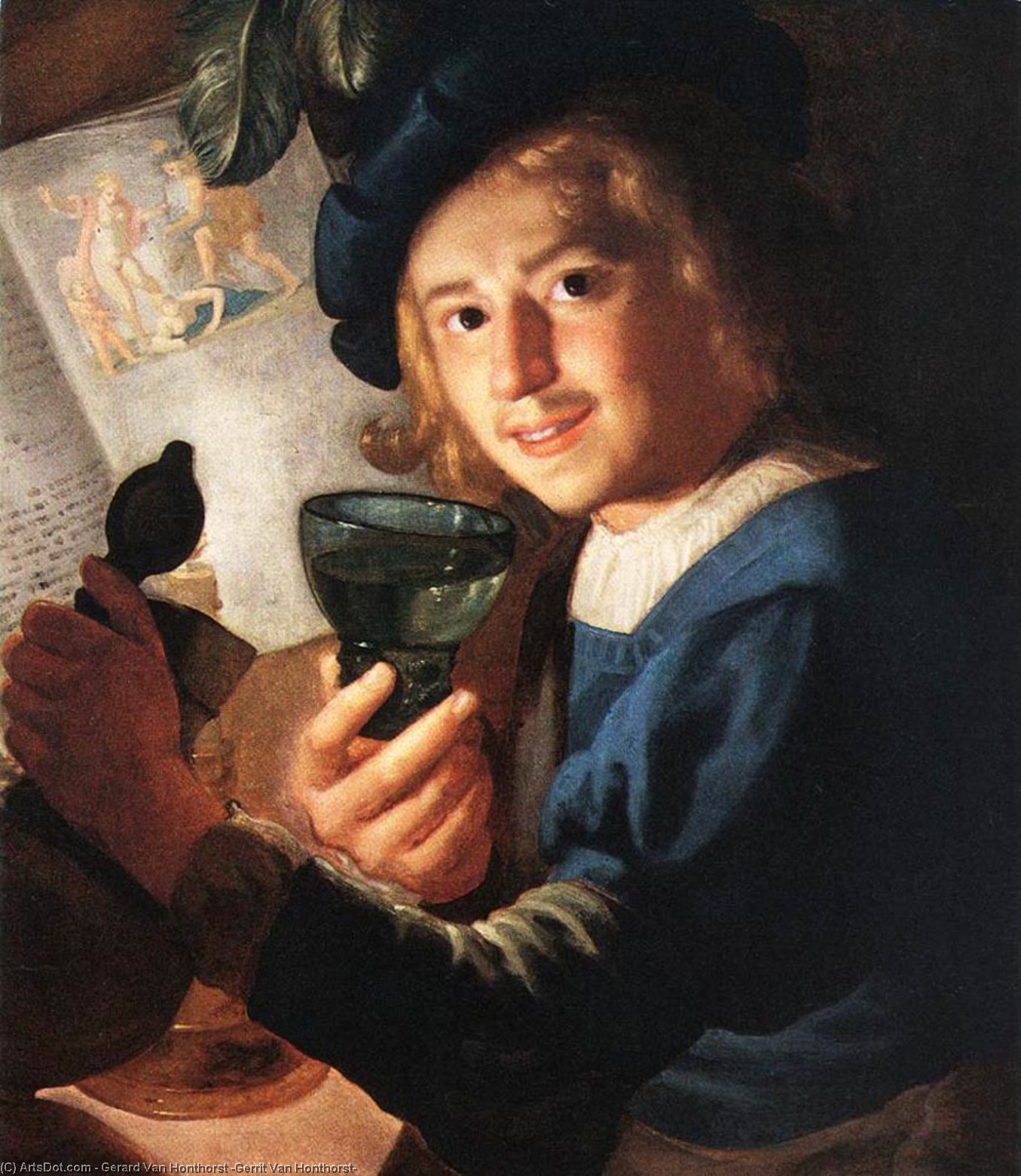 Wikioo.org - The Encyclopedia of Fine Arts - Painting, Artwork by Gerard Van Honthorst (Gerrit Van Honthorst) - Young Drinker
