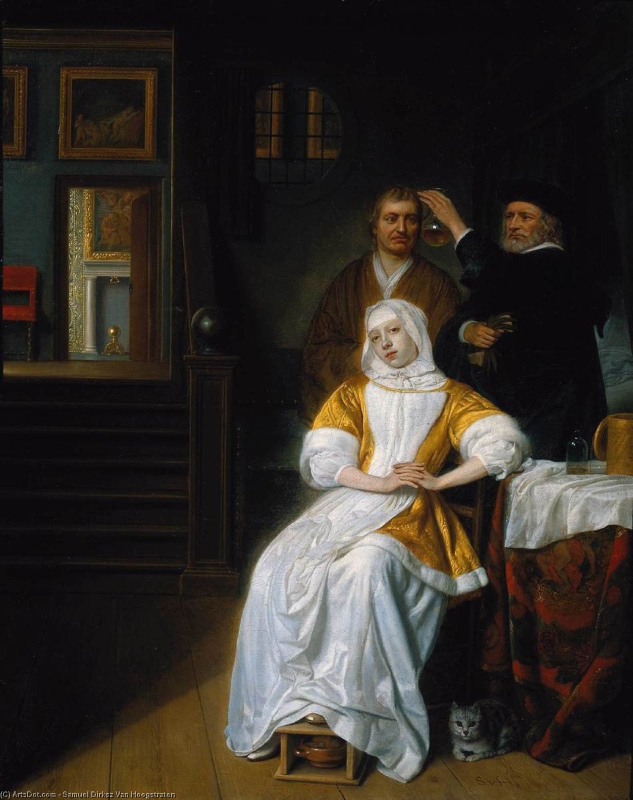 WikiOO.org - Encyclopedia of Fine Arts - Maalaus, taideteos Samuel Dirksz Van Hoogstraten - The Anaemic Lady