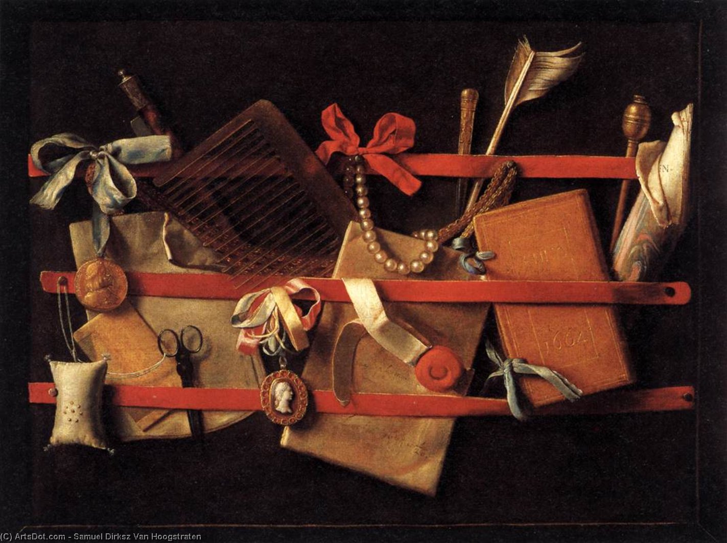WikiOO.org - אנציקלופדיה לאמנויות יפות - ציור, יצירות אמנות Samuel Dirksz Van Hoogstraten - Tromp-l'oeil Still-Life