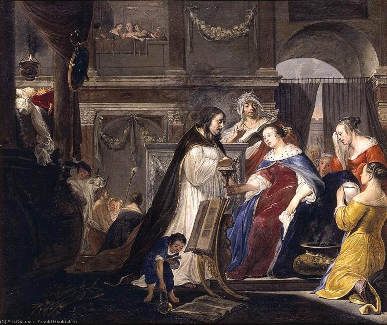Wikioo.org - The Encyclopedia of Fine Arts - Painting, Artwork by Arnold Houbraken - Commemoration of King Mausolus by Queen Artemisia