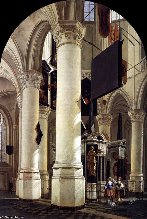 Wikioo.org – L'Encyclopédie des Beaux Arts - Peinture, Oeuvre de Gerard Houckgeest - Intérieur de la Nieuwe Kerk, Delft, avec le tombeau de Guillaume le Taciturne