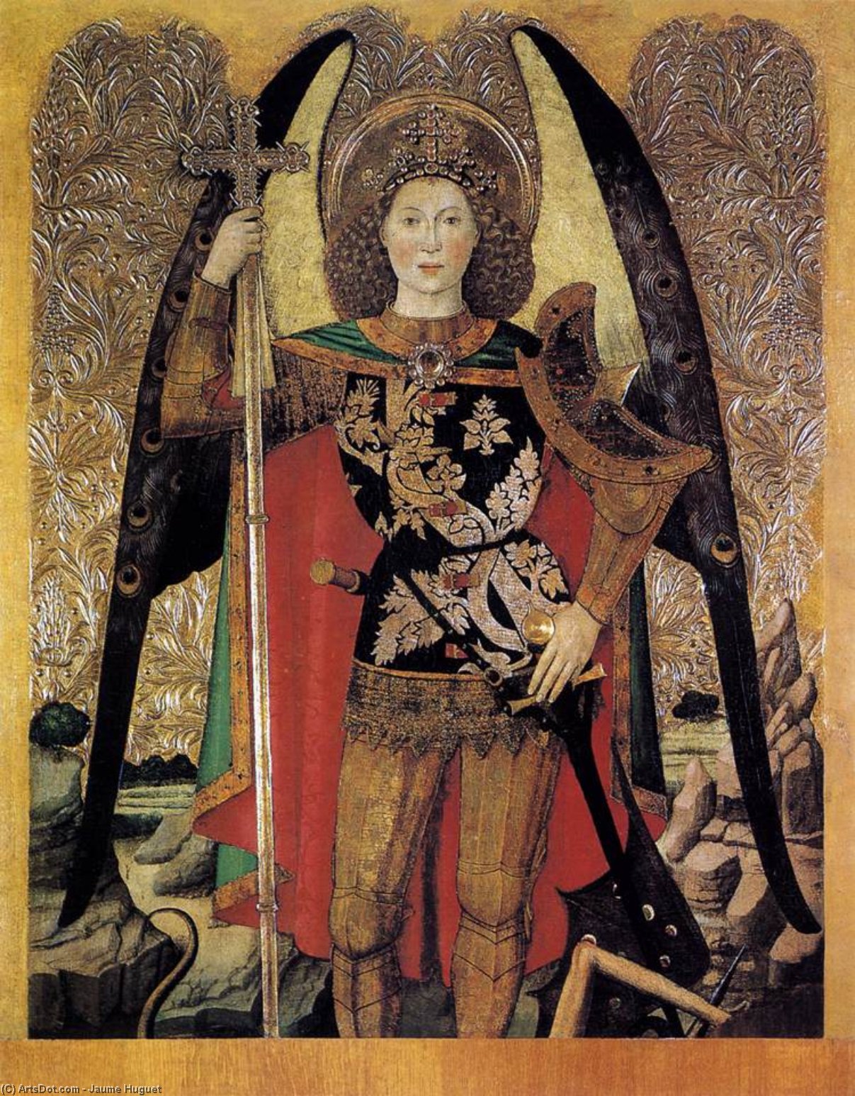 Wikioo.org – La Enciclopedia de las Bellas Artes - Pintura, Obras de arte de Jaume Huguet - arcángel san  Miguel