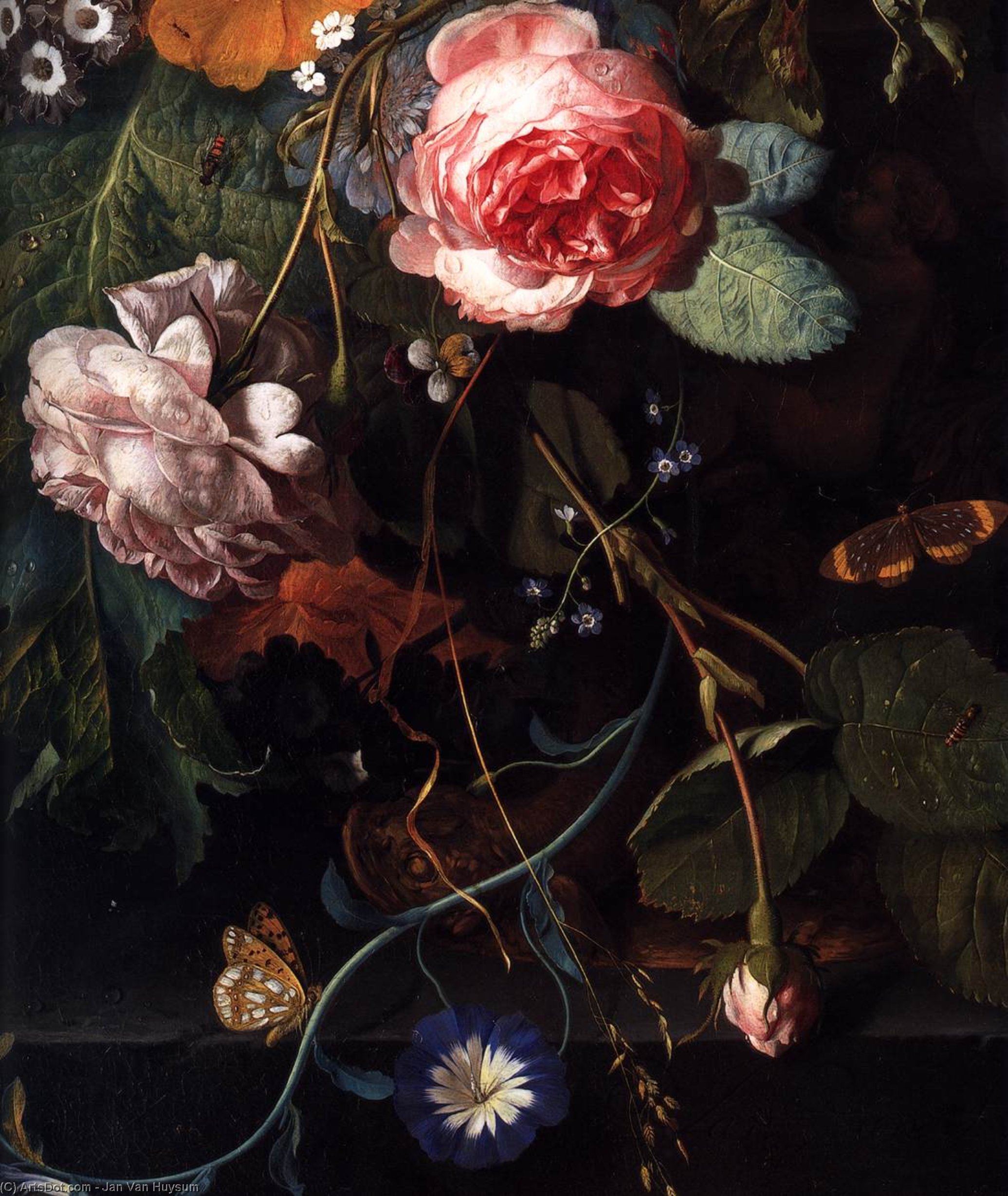 WikiOO.org - Enciklopedija dailės - Tapyba, meno kuriniai Jan Van Huysum - Bouquet of Flowers (detail)