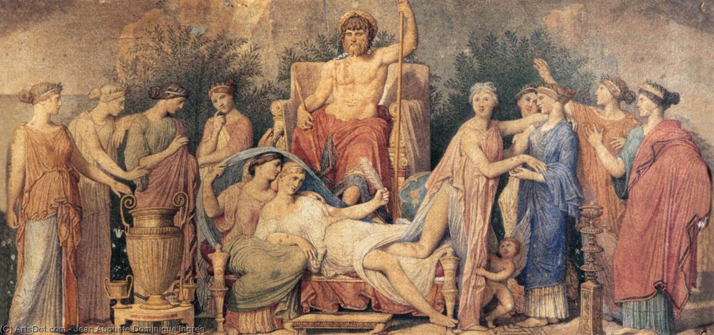 WikiOO.org - Enciclopedia of Fine Arts - Pictura, lucrări de artă Jean Auguste Dominique Ingres - The Birth of the Last Muse
