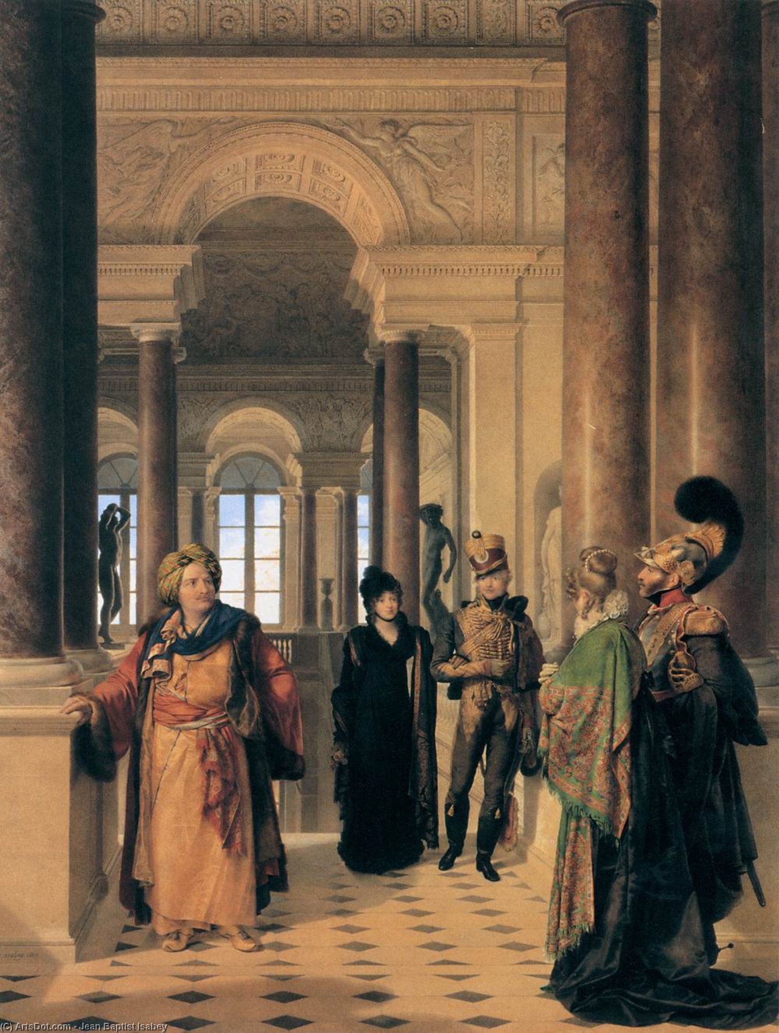 WikiOO.org - Encyclopedia of Fine Arts - Lukisan, Artwork Jean Baptist Isabey - The Museum Stairway