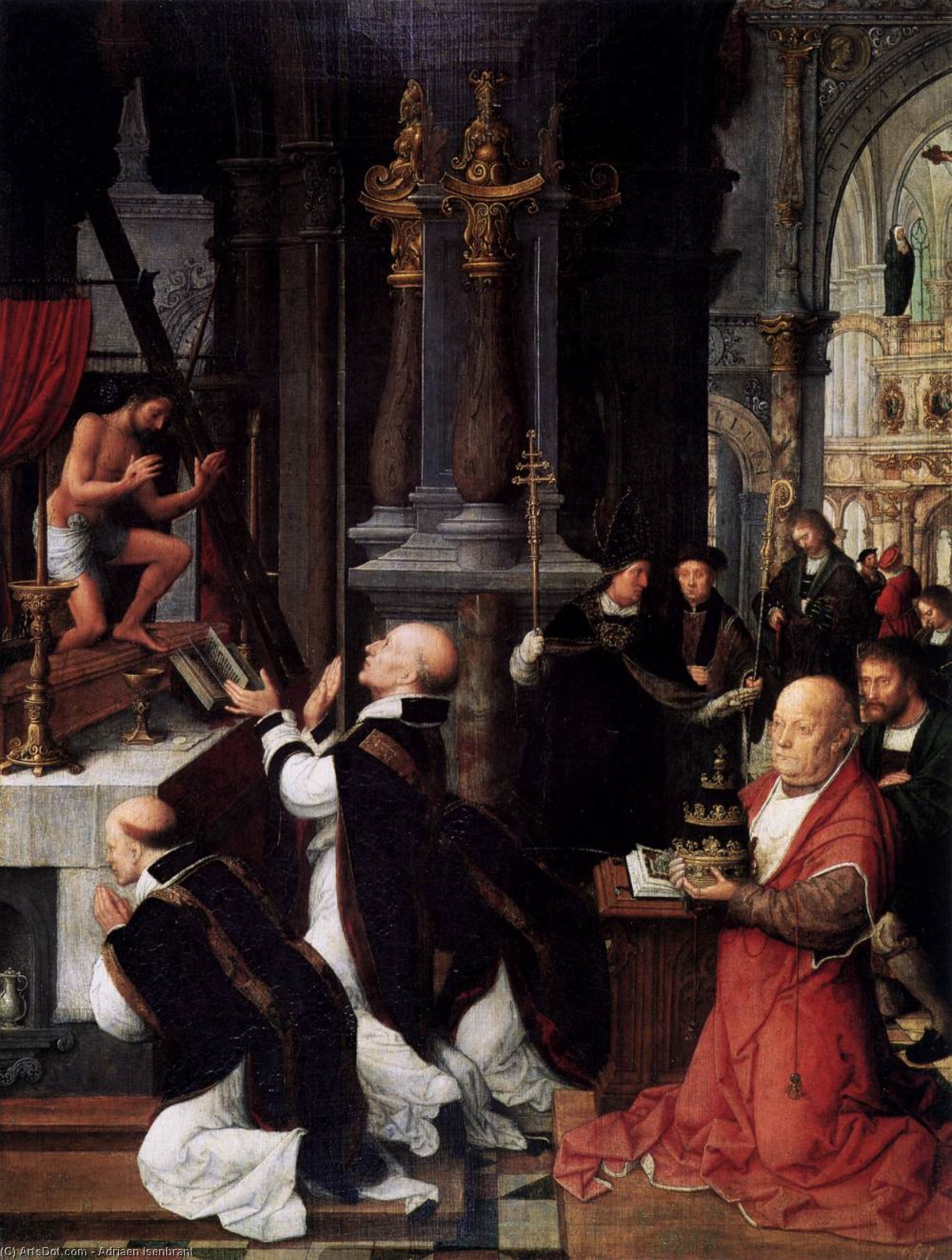 Wikioo.org - The Encyclopedia of Fine Arts - Painting, Artwork by Adriaen Isenbrant - Mass of St Gregory