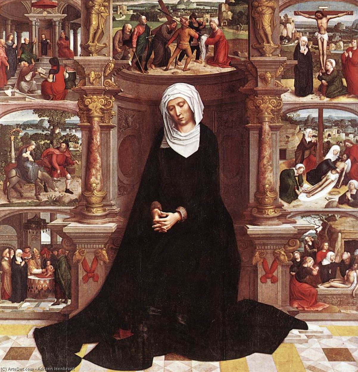 Wikioo.org – La Enciclopedia de las Bellas Artes - Pintura, Obras de arte de Adriaen Isenbrant - nuestra dama todaclasede  el  siete  Dolores