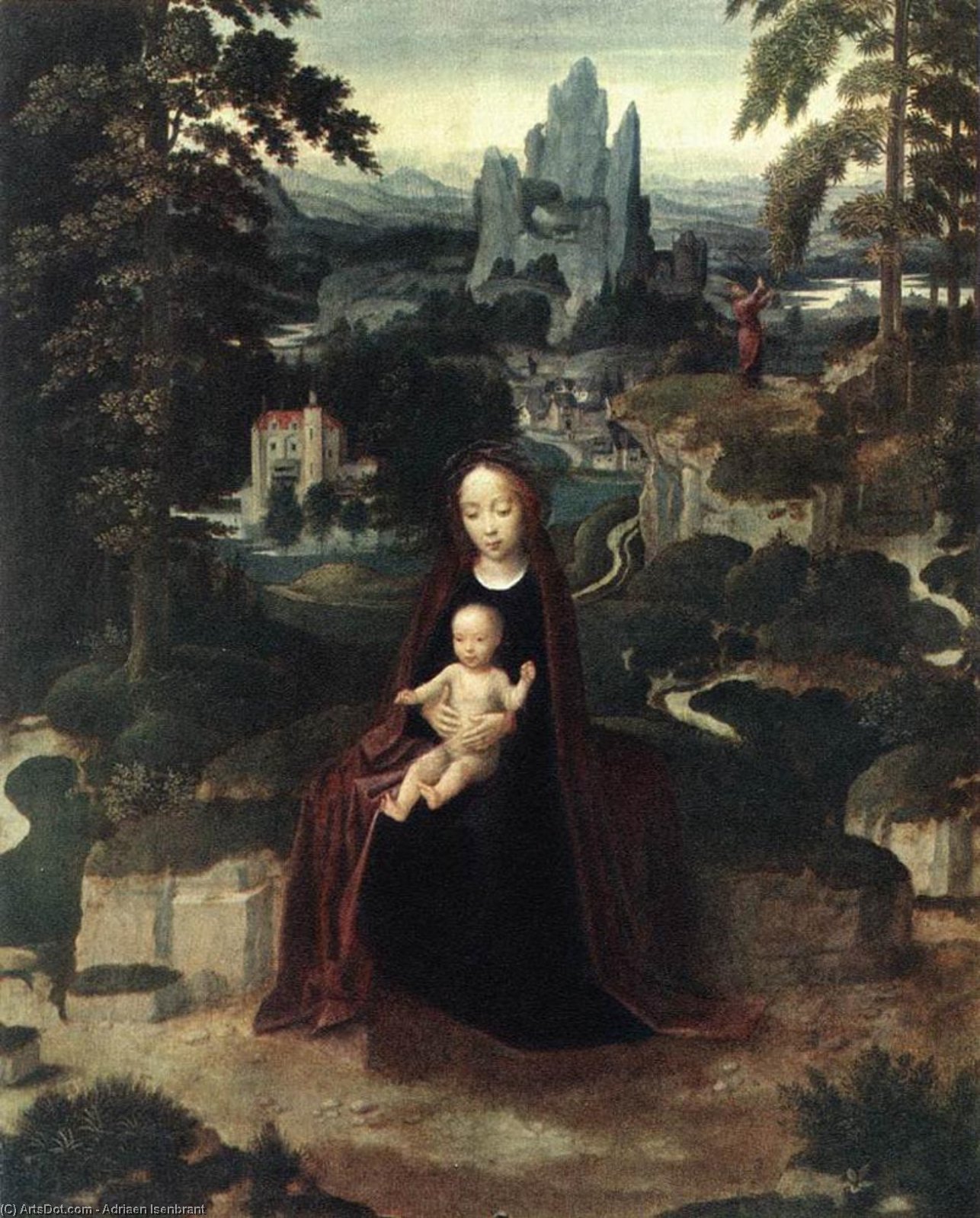 Wikioo.org - The Encyclopedia of Fine Arts - Painting, Artwork by Adriaen Isenbrant - Rest during the Flight to Egypt