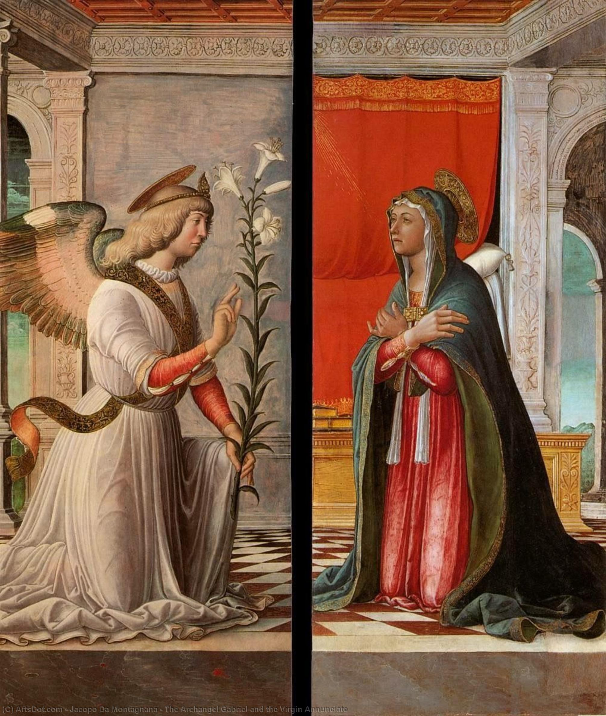 Wikioo.org - The Encyclopedia of Fine Arts - Painting, Artwork by Jacopo Da Montagnana - The Archangel Gabriel and the Virgin Annunciate