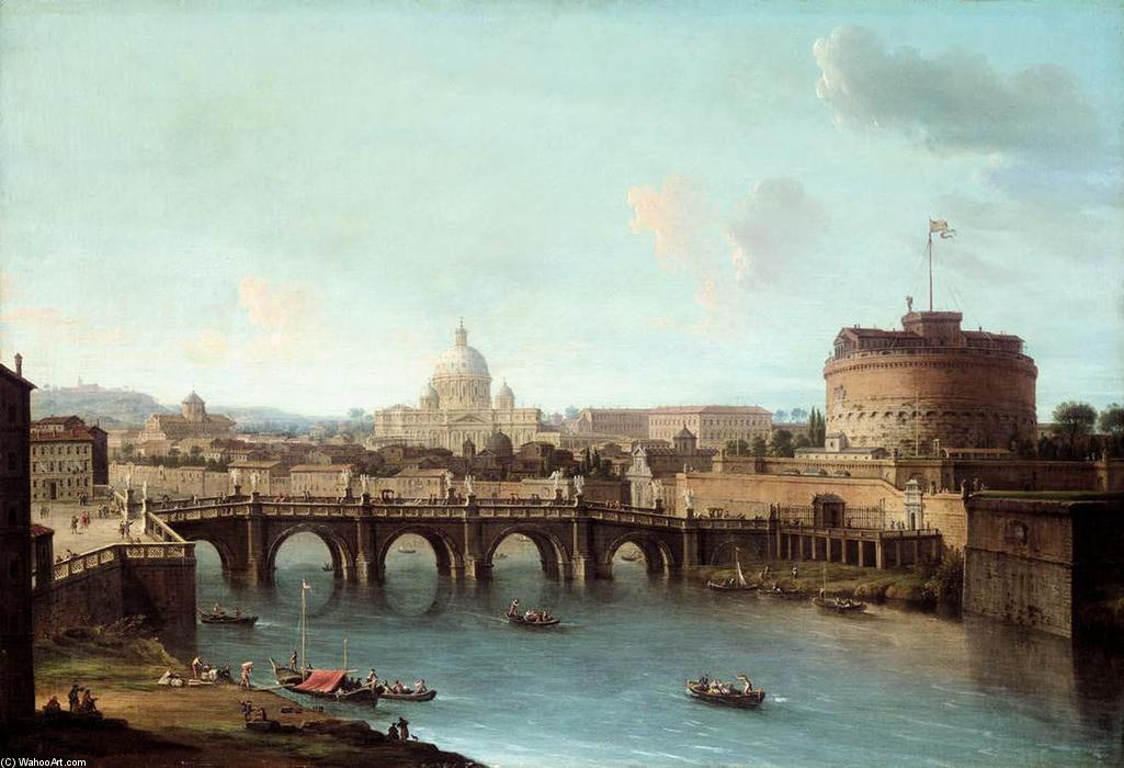 Wikioo.org - The Encyclopedia of Fine Arts - Painting, Artwork by Antonio Joli - Rome: View of the Tiber