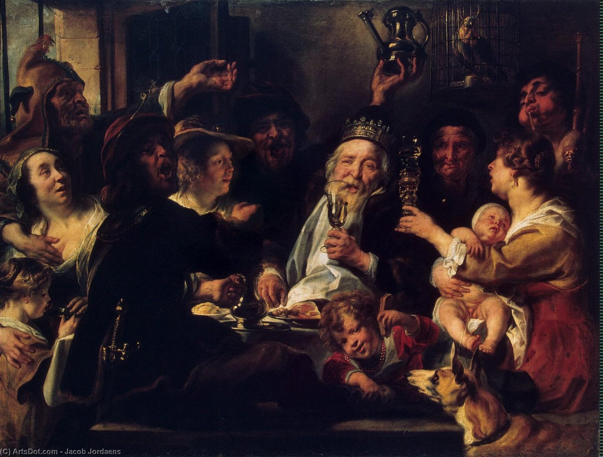 Wikioo.org - The Encyclopedia of Fine Arts - Painting, Artwork by Jacob Jordaens - The Bean King