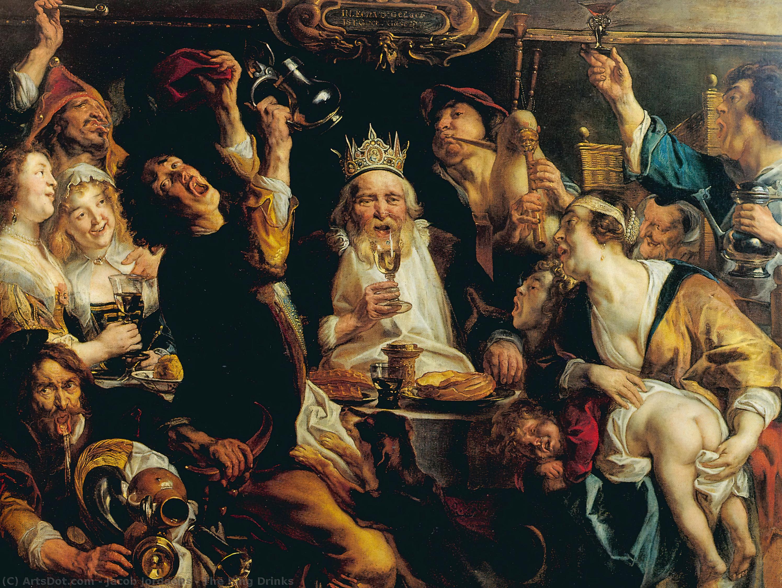 Wikioo.org - สารานุกรมวิจิตรศิลป์ - จิตรกรรม Jacob Jordaens - The King Drinks