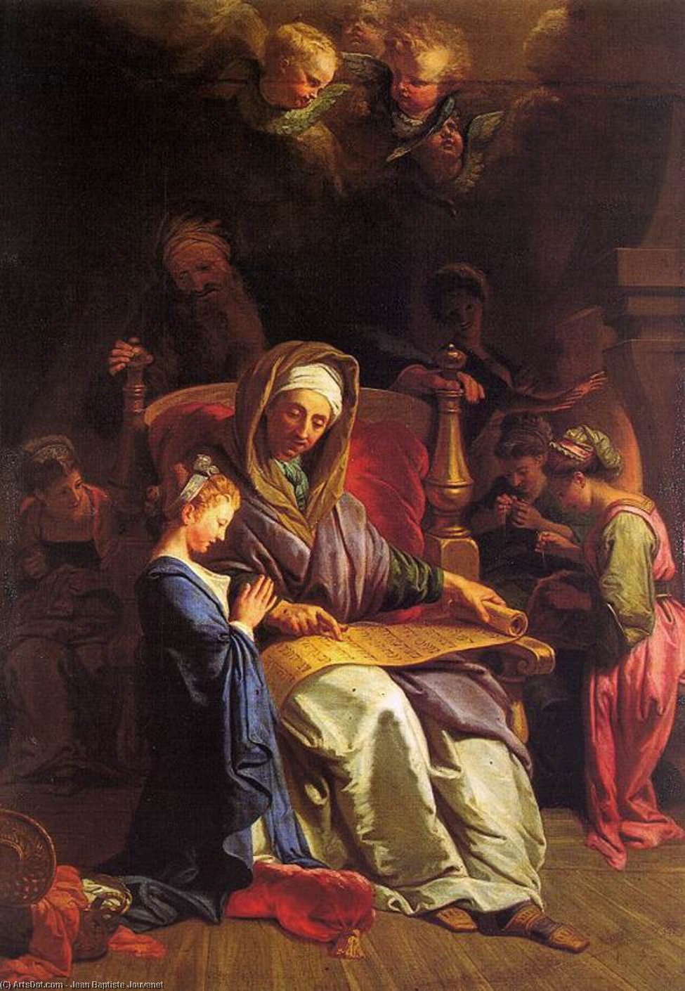 WikiOO.org - Енциклопедия за изящни изкуства - Живопис, Произведения на изкуството Jean Baptiste Jouvenet - The Education of the Virgin