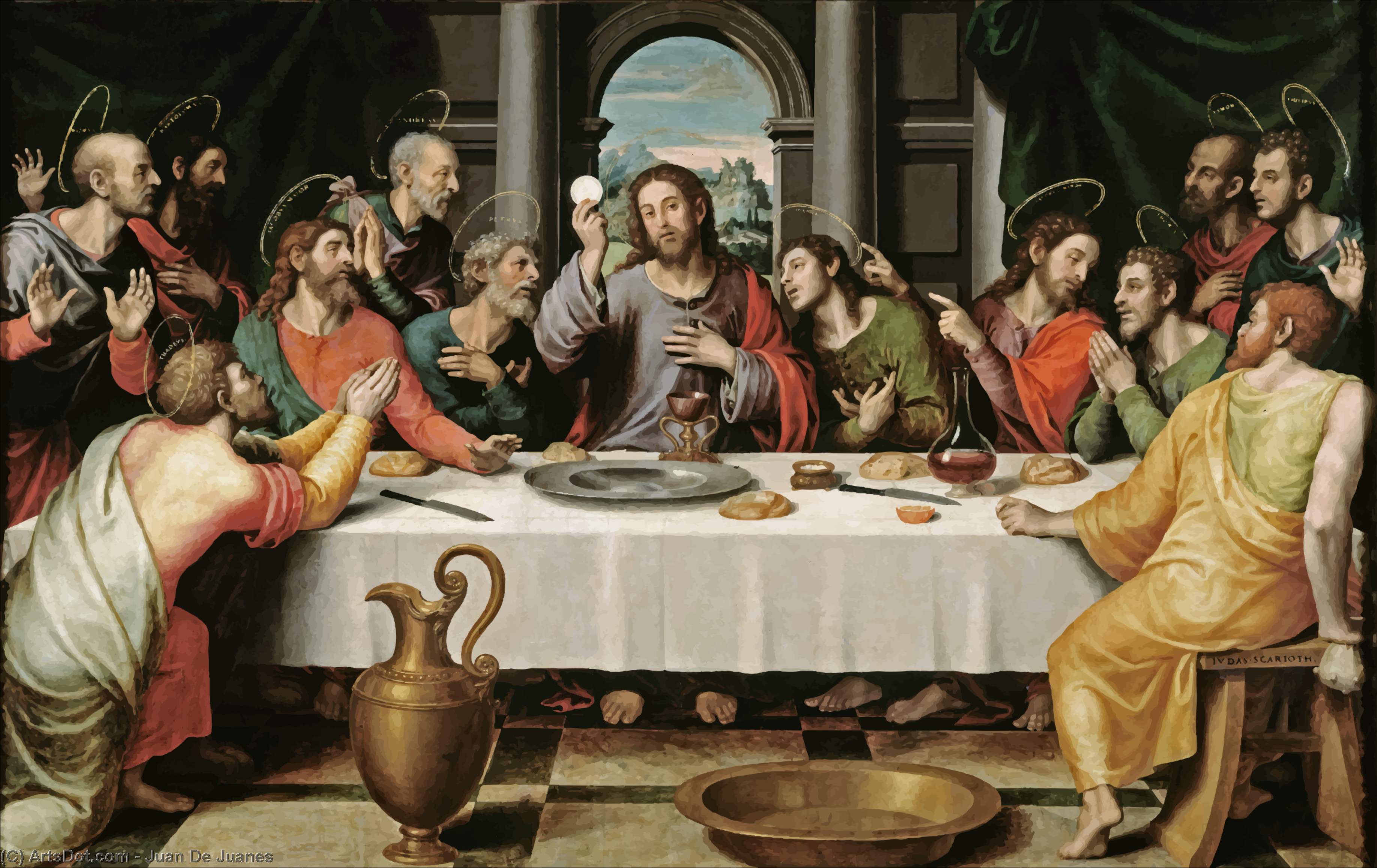 Wikioo.org – La Enciclopedia de las Bellas Artes - Pintura, Obras de arte de Juan De Juanes - La última cena