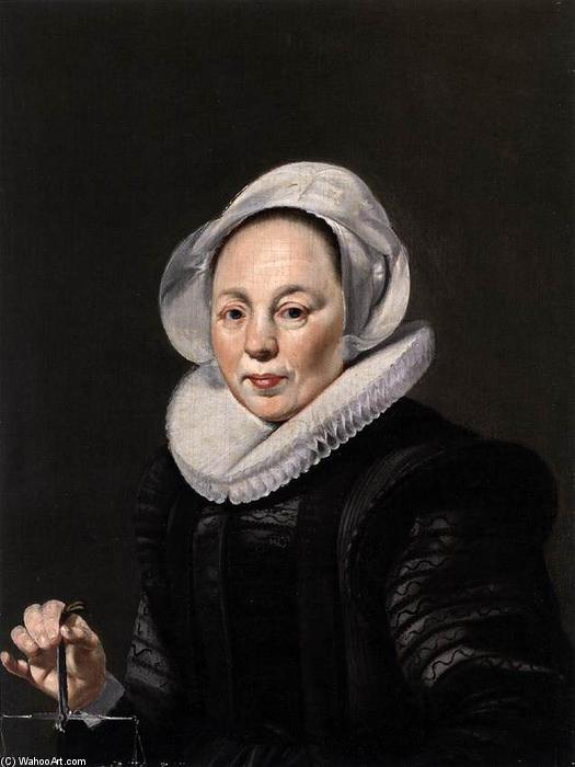 Wikioo.org - Bách khoa toàn thư về mỹ thuật - Vẽ tranh, Tác phẩm nghệ thuật Thomas De Keyser - Portrait of a Woman with a Balance