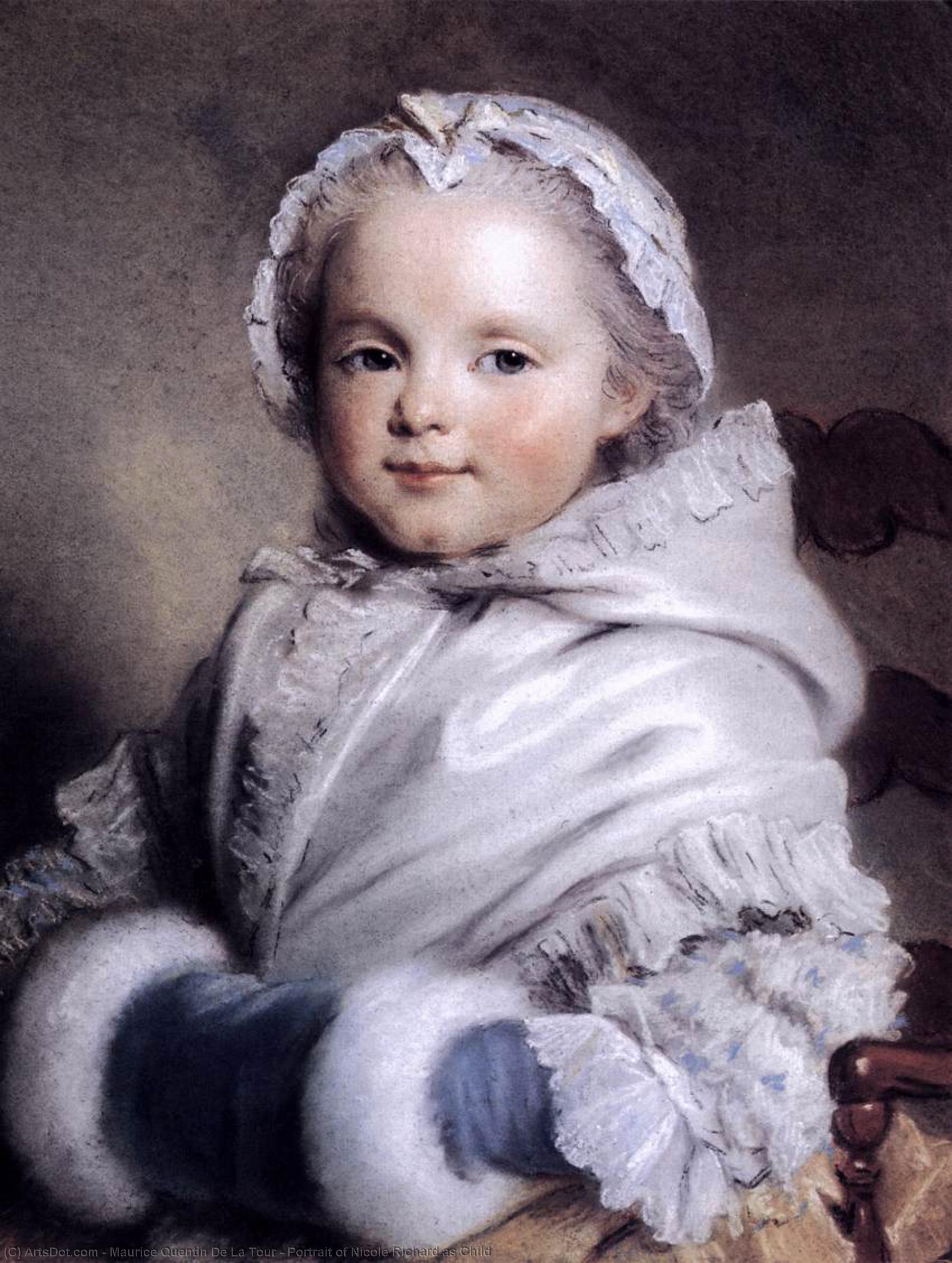 Wikioo.org - The Encyclopedia of Fine Arts - Painting, Artwork by Maurice Quentin De La Tour - Portrait of Nicole Richard as Child