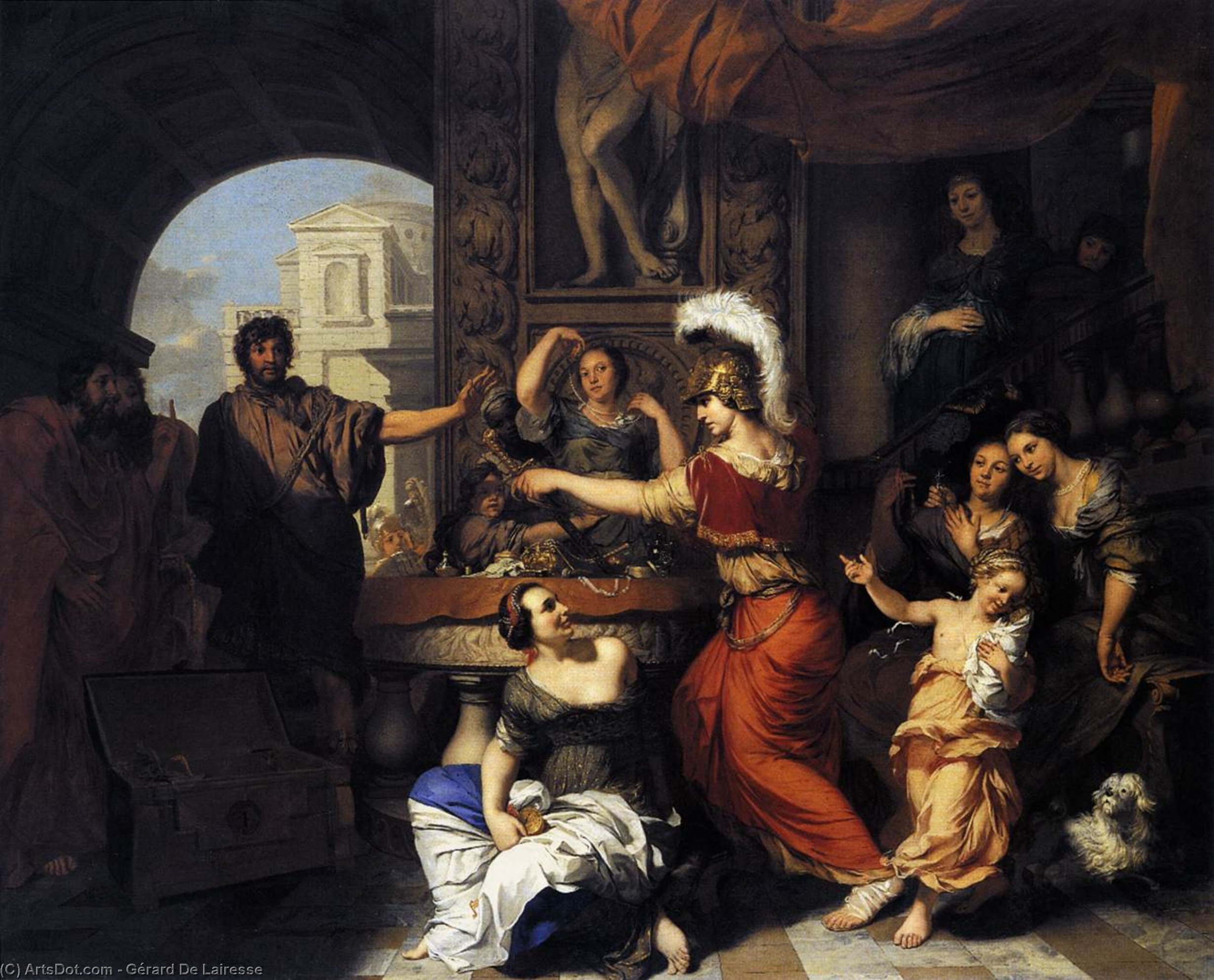 WikiOO.org – 美術百科全書 - 繪畫，作品 Gérard De Lairesse - 阿喀琉斯 发现 之间的  女儿 的 Lycomedes