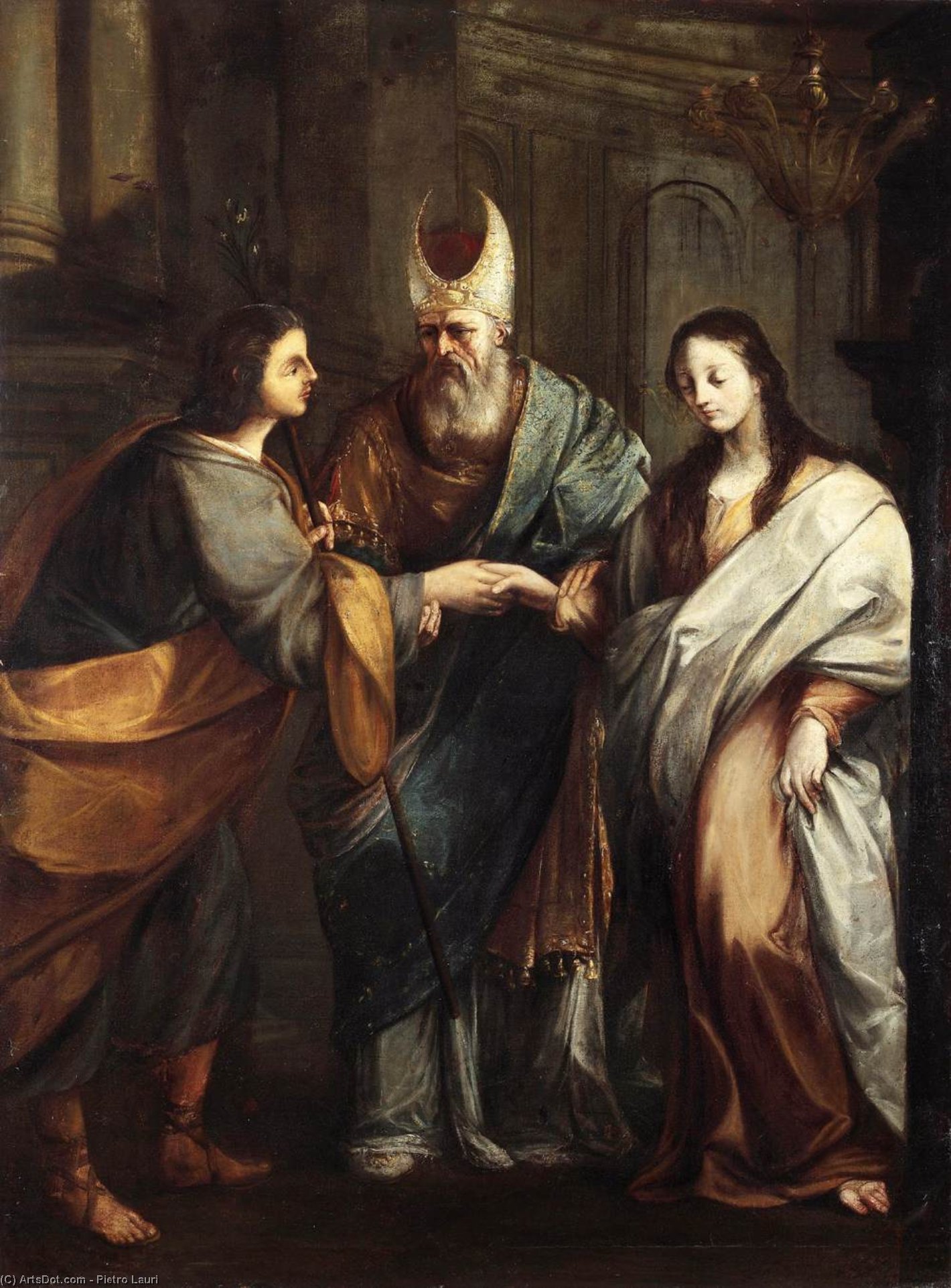 Wikioo.org - The Encyclopedia of Fine Arts - Painting, Artwork by Pietro Lauri - The Marriage of the Virgin
