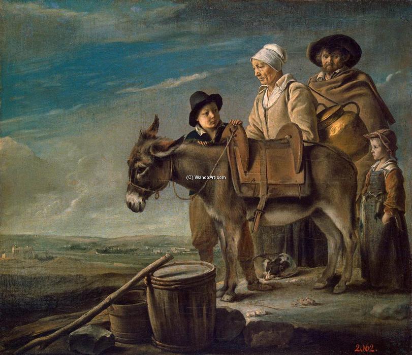 WikiOO.org - 百科事典 - 絵画、アートワーク Antoine (Brother) Le Nain - 牛乳を注ぐ女の家族