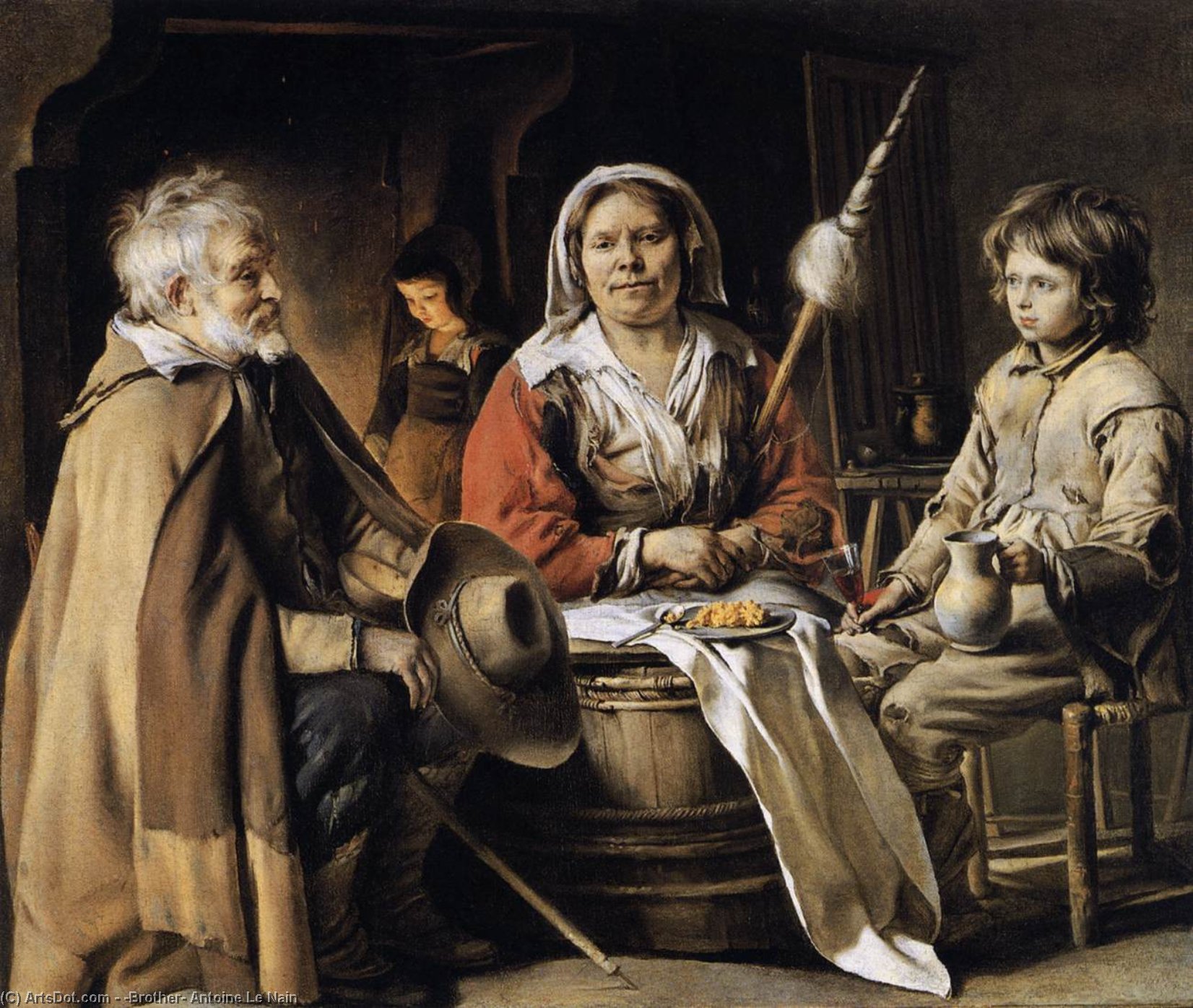 Wikioo.org - The Encyclopedia of Fine Arts - Painting, Artwork by Antoine (Brother) Le Nain - Peasant Interior