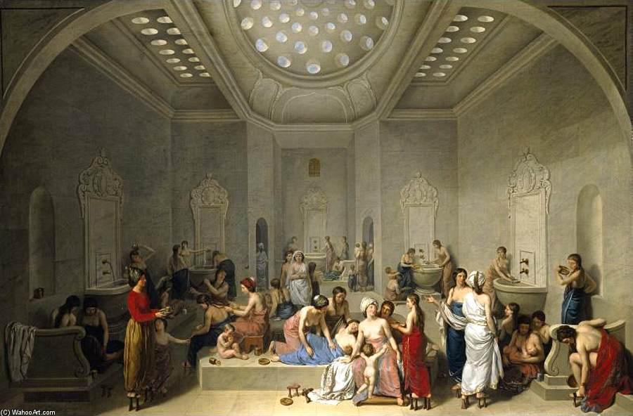 Wikioo.org - The Encyclopedia of Fine Arts - Painting, Artwork by Jean Jacques François Lebarbier - A Female Turkish Bath or Hammam