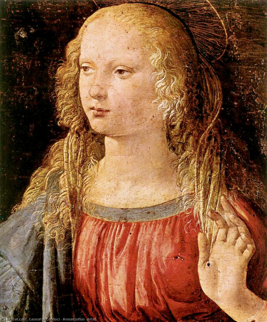 Wikioo.org – La Enciclopedia de las Bellas Artes - Pintura, Obras de arte de Leonardo Da Vinci - Anunciación Detalle