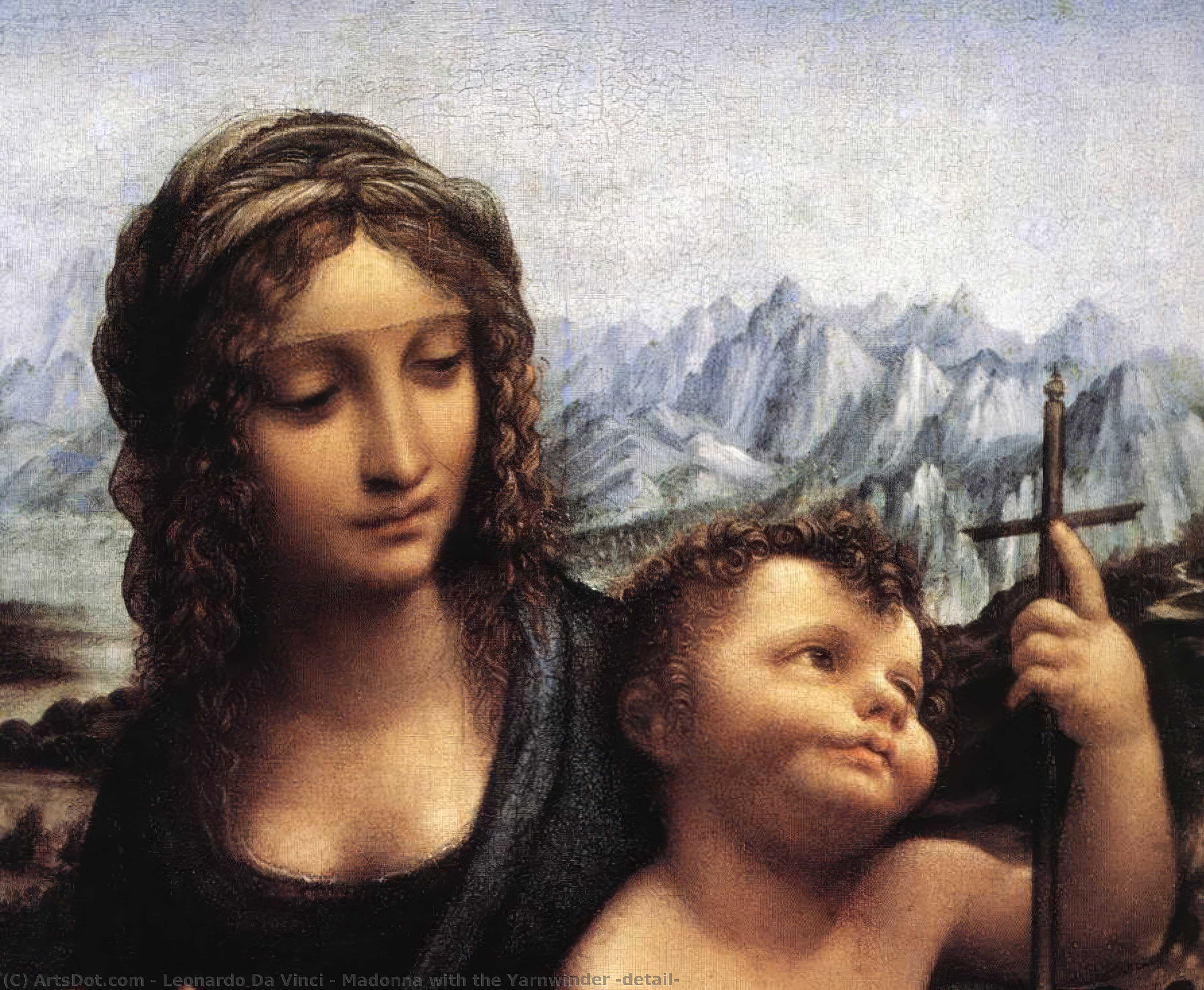 Wikioo.org - The Encyclopedia of Fine Arts - Painting, Artwork by Leonardo Da Vinci - Madonna with the Yarnwinder (detail)