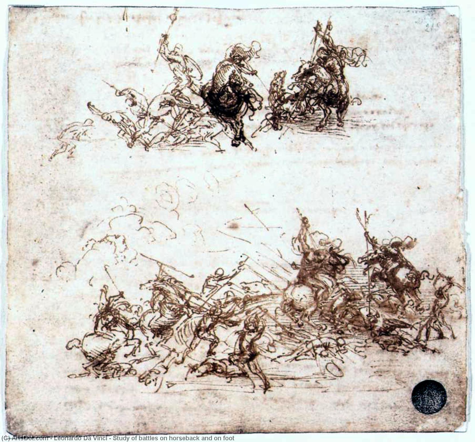 Wikioo.org - The Encyclopedia of Fine Arts - Painting, Artwork by Leonardo Da Vinci - Study of battles on horseback and on foot