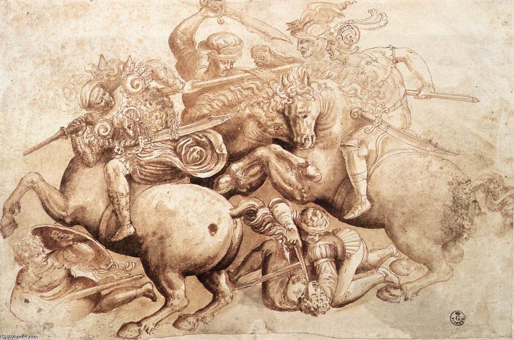 Wikioo.org – L'Encyclopédie des Beaux Arts - Peinture, Oeuvre de Leonardo Da Vinci - la bataille de Anghiari ( copie de une détail )