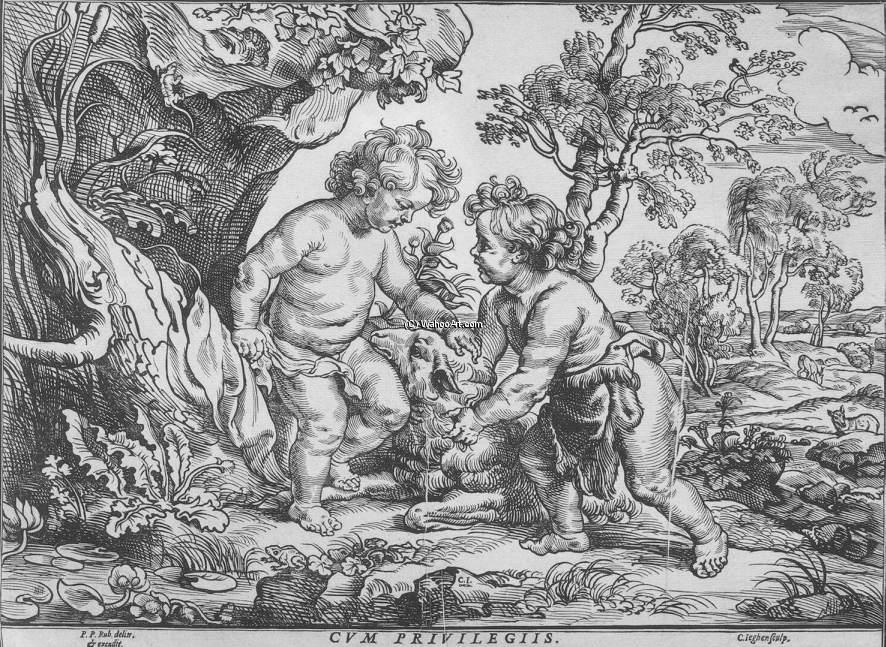 WikiOO.org - Encyclopedia of Fine Arts - Lukisan, Artwork Christoffel Jegher - Jesus and St John the Baptist in their Childhood