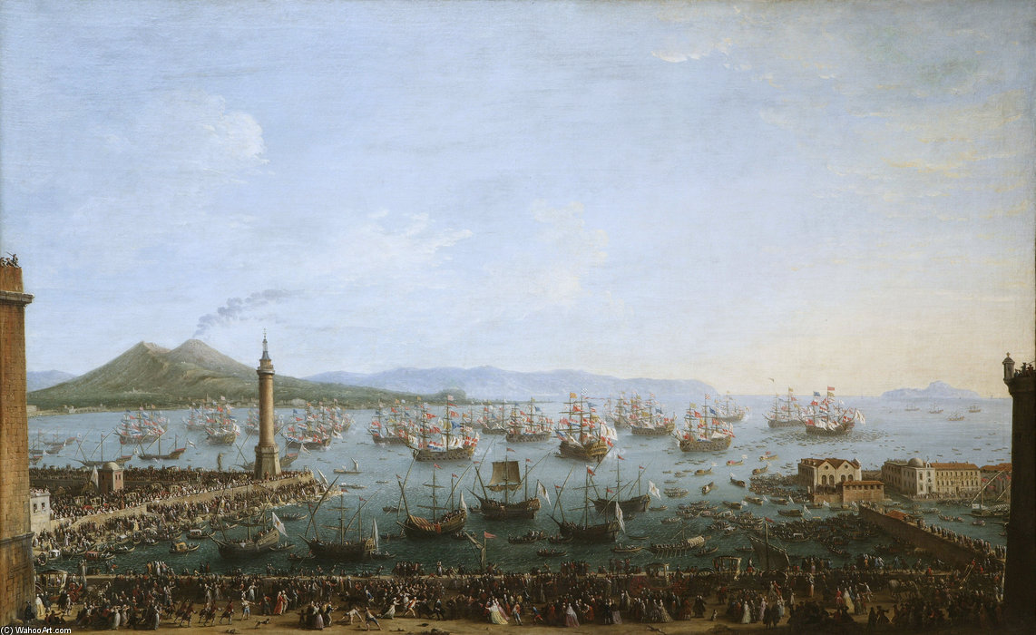 Wikioo.org - The Encyclopedia of Fine Arts - Painting, Artwork by Antonio Joli - Arrival of Charles III in Naples