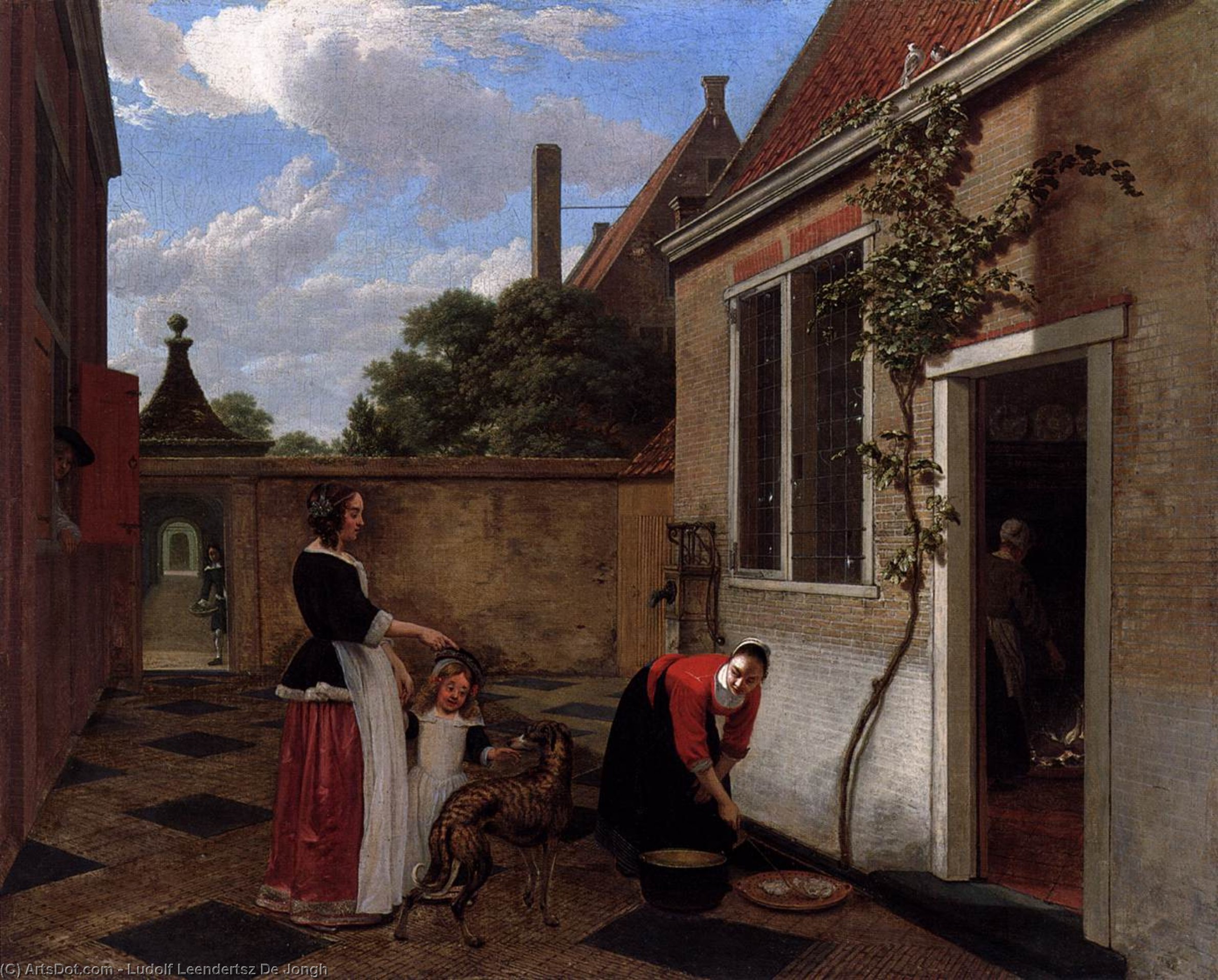 WikiOO.org - 백과 사전 - 회화, 삽화 Ludolf Leendertsz De Jongh - Scene in a Courtyard