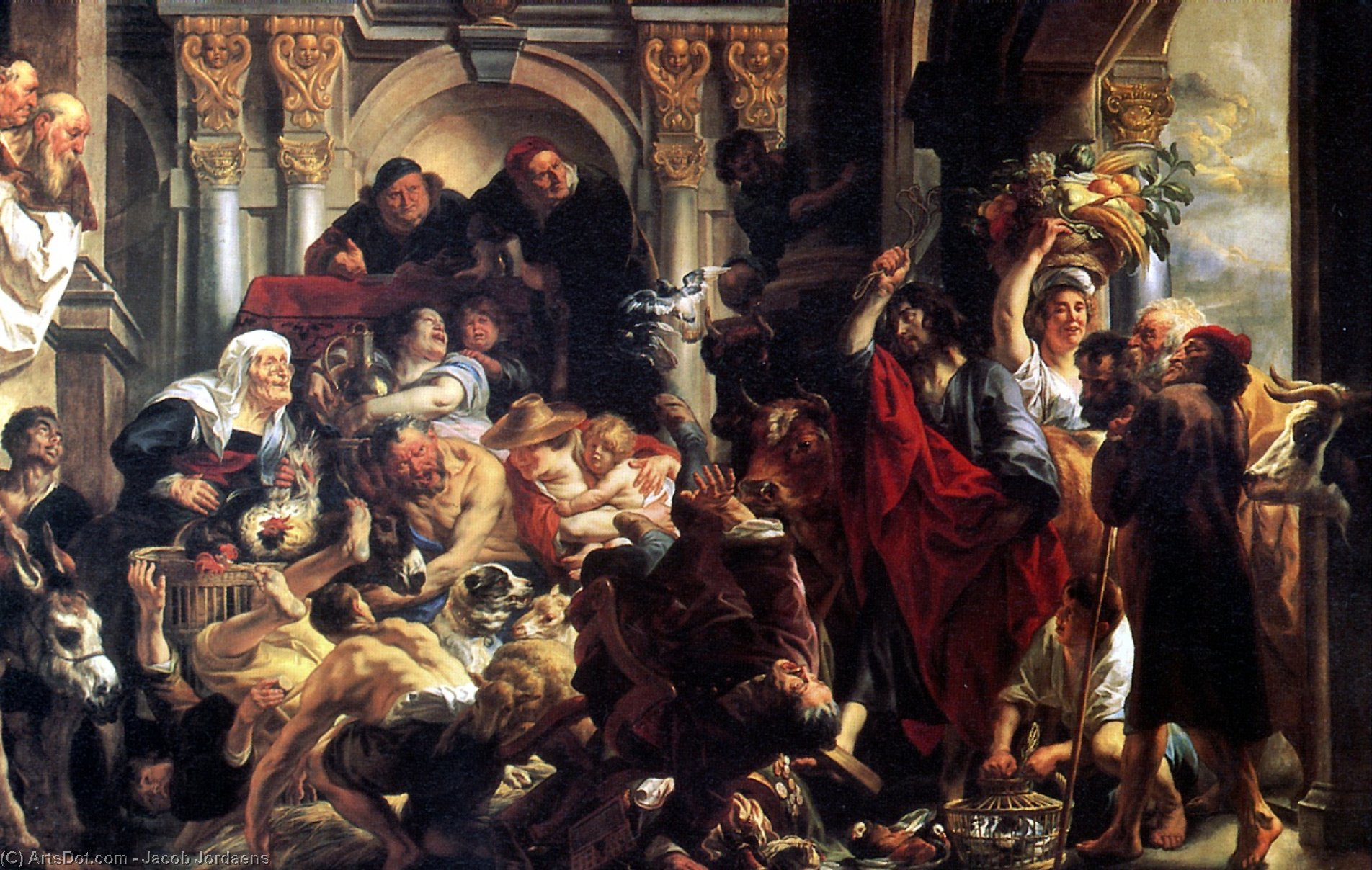 WikiOO.org - Enciklopedija dailės - Tapyba, meno kuriniai Jacob Jordaens - Christ Driving the Merchants from the Temple