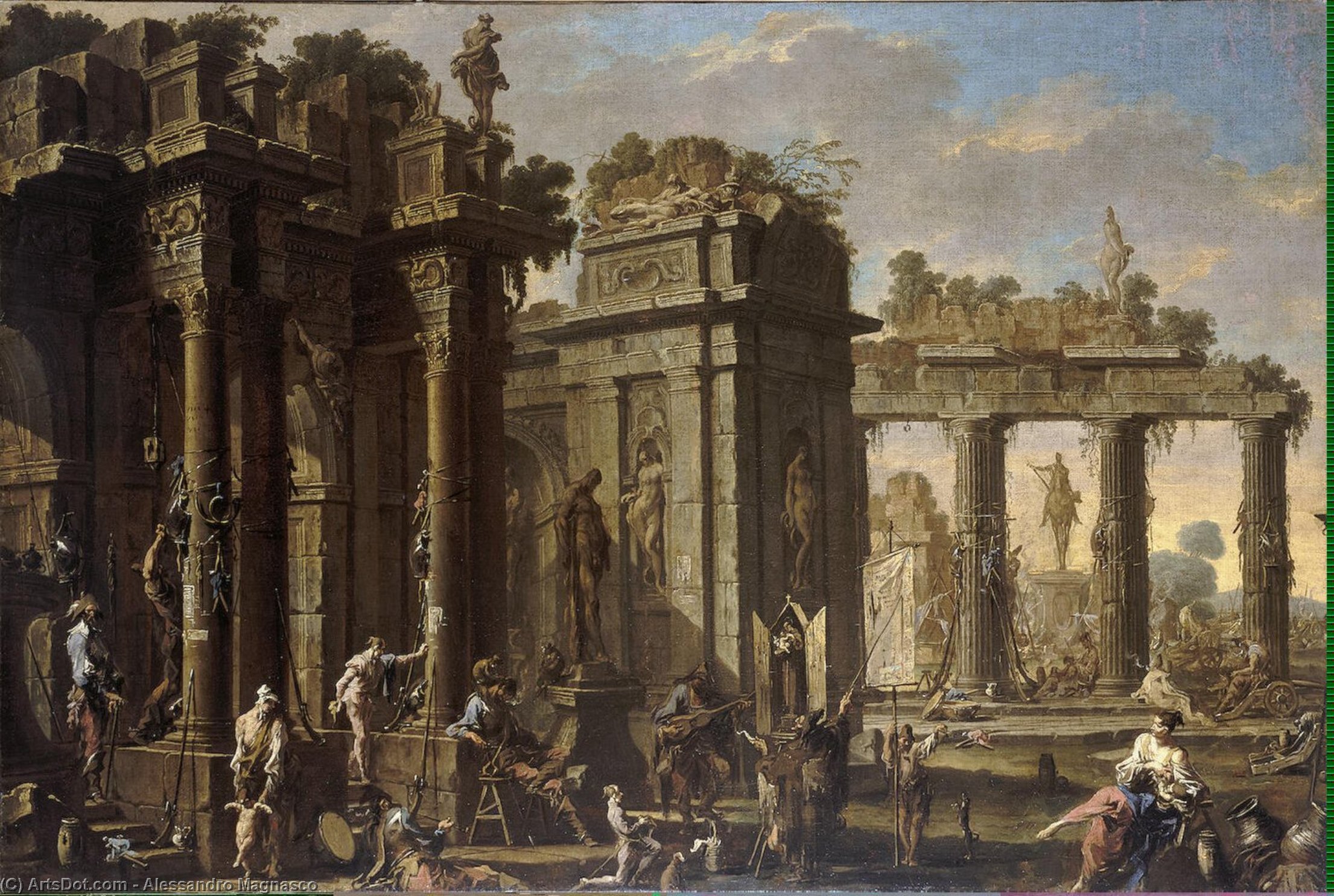 WikiOO.org - אנציקלופדיה לאמנויות יפות - ציור, יצירות אמנות Alessandro Magnasco - Banditti at Rest
