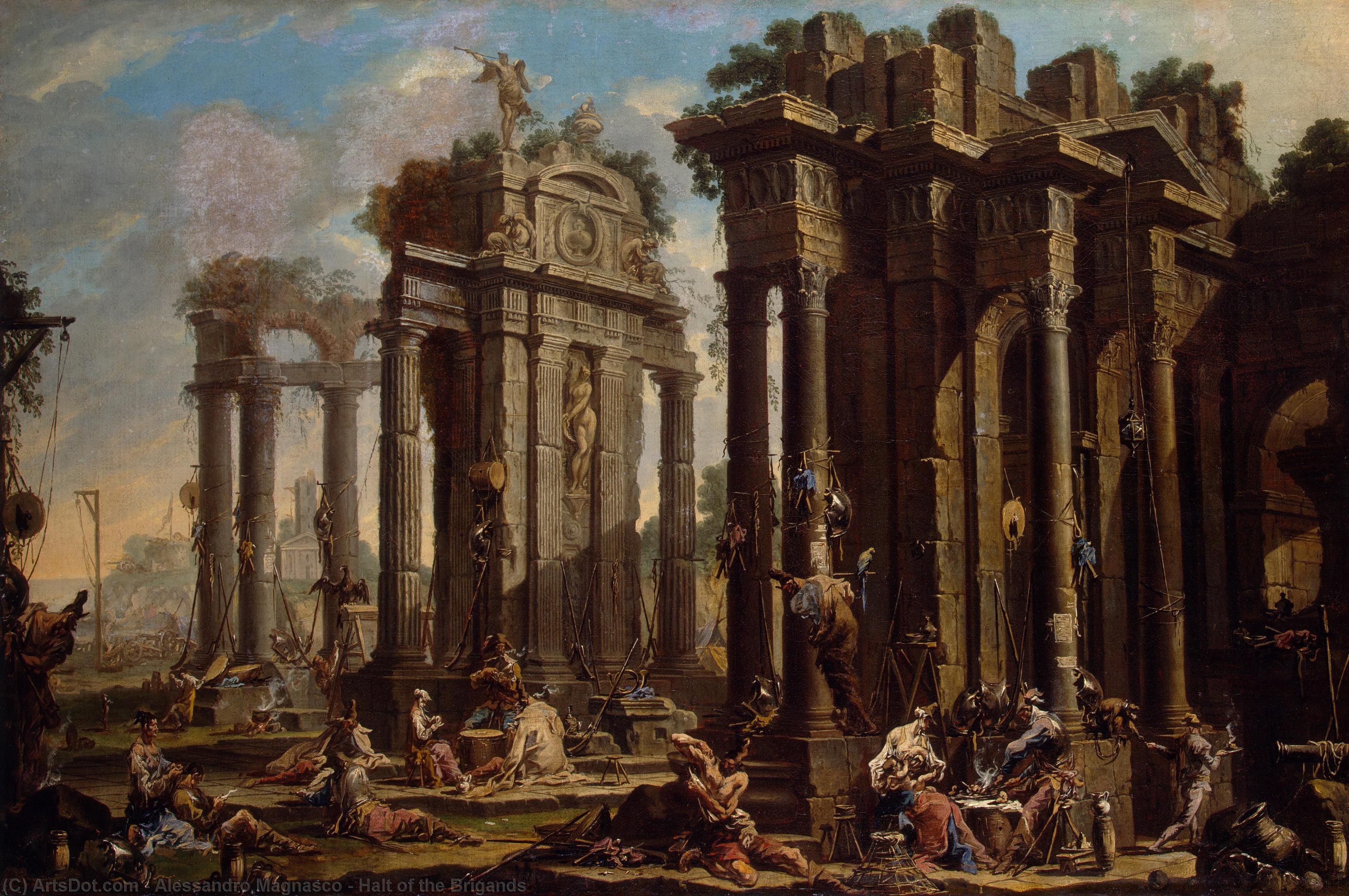WikiOO.org - אנציקלופדיה לאמנויות יפות - ציור, יצירות אמנות Alessandro Magnasco - Halt of the Brigands