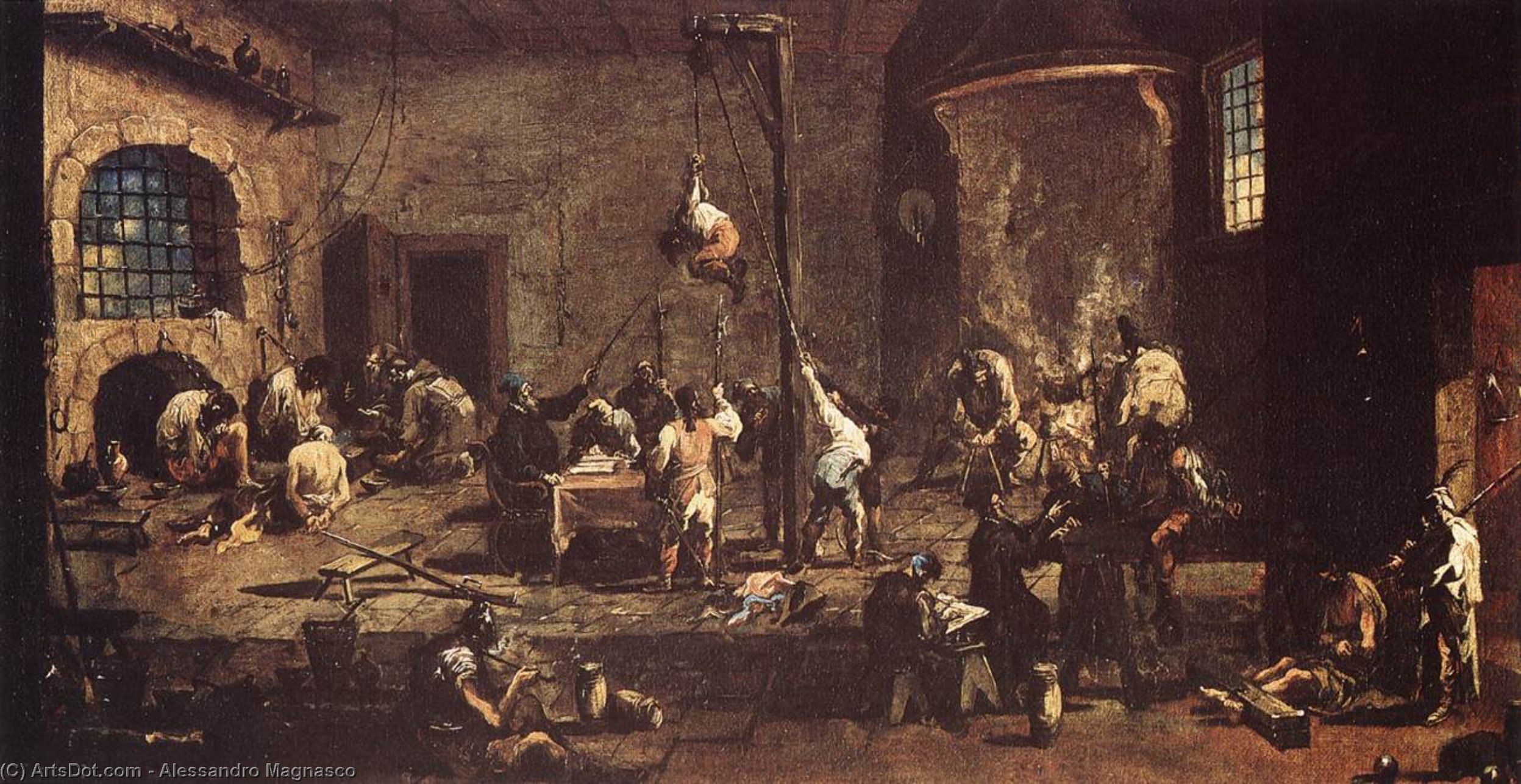 Wikioo.org – L'Enciclopedia delle Belle Arti - Pittura, Opere di Alessandro Magnasco - interrogatori come  prigione