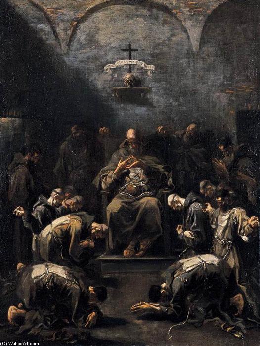 WikiOO.org - 百科事典 - 絵画、アートワーク Alessandro Magnasco - 愛と哀しみの十字架僧侶の祈り