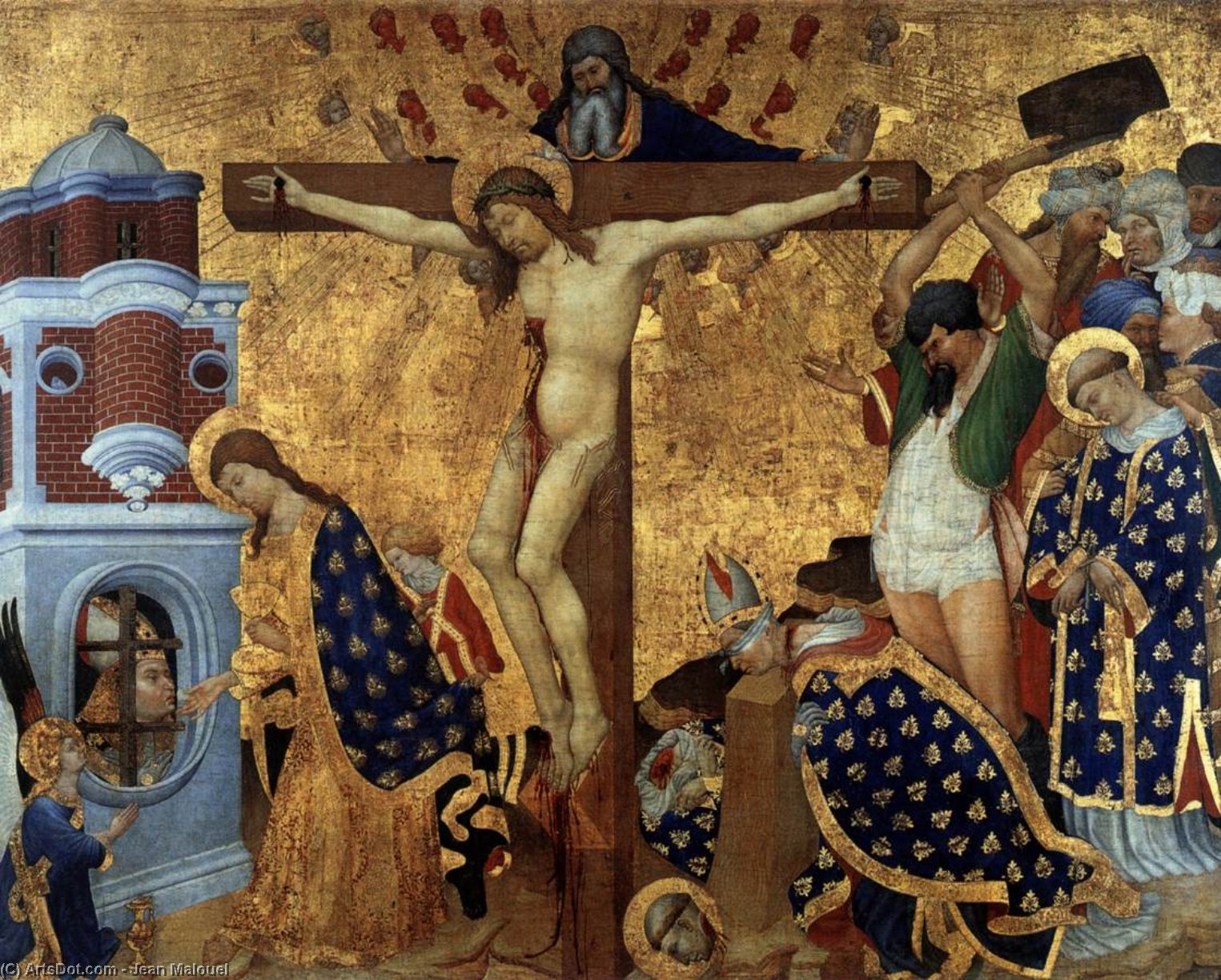 Wikioo.org - The Encyclopedia of Fine Arts - Painting, Artwork by Jean Malouel - Calvary and the Martyrdom of St Denis