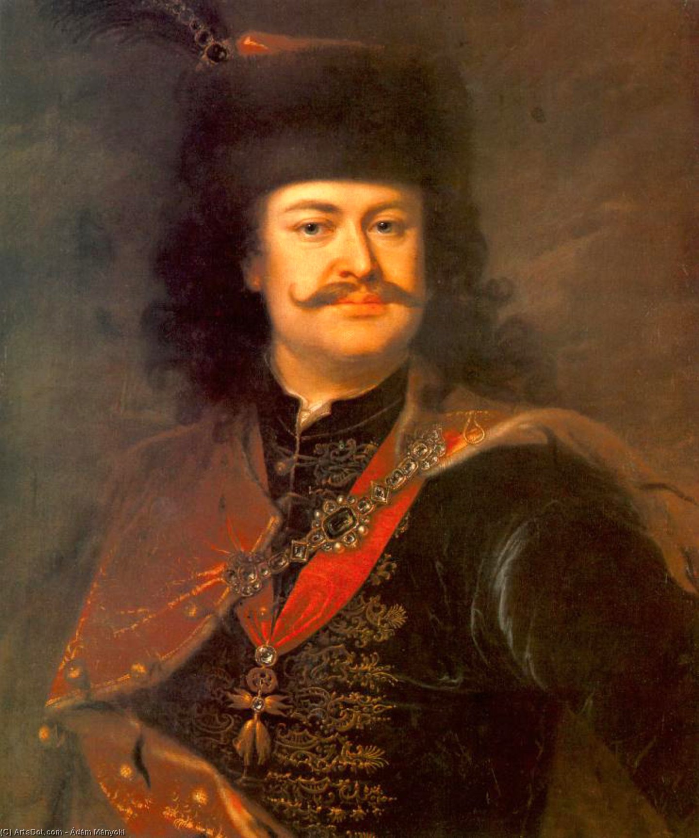 Wikioo.org - สารานุกรมวิจิตรศิลป์ - จิตรกรรม Ádám Mányoki - Portrait of Prince Ferenc Rákóczi II