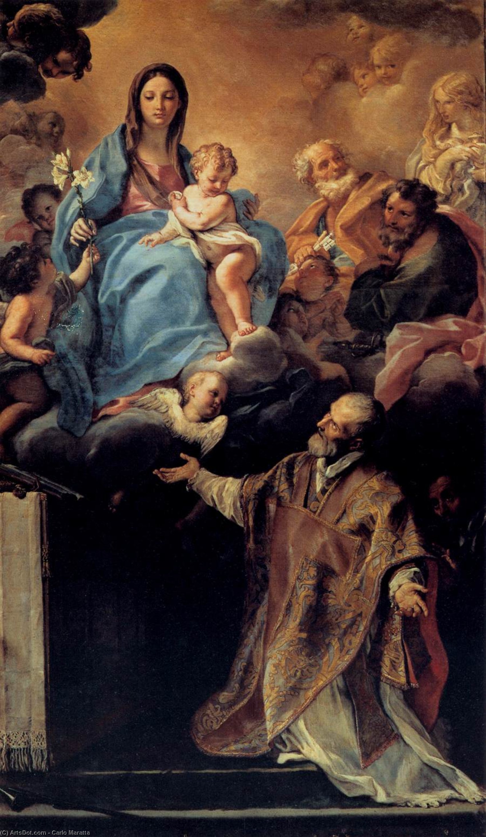 Wikioo.org - The Encyclopedia of Fine Arts - Painting, Artwork by Carlo Maratta - The Virgin Appearing to St Philip Neri