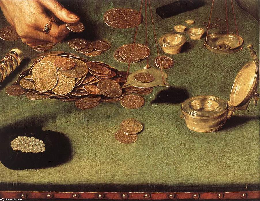 Wikioo.org - The Encyclopedia of Fine Arts - Painting, Artwork by Quentin Massys - The Moneylender and his Wife (detail)