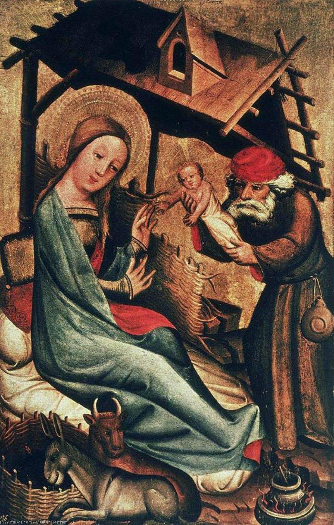 Wikioo.org - The Encyclopedia of Fine Arts - Painting, Artwork by Master Bertram - Nativity, panel from Grabow Altarpiece
