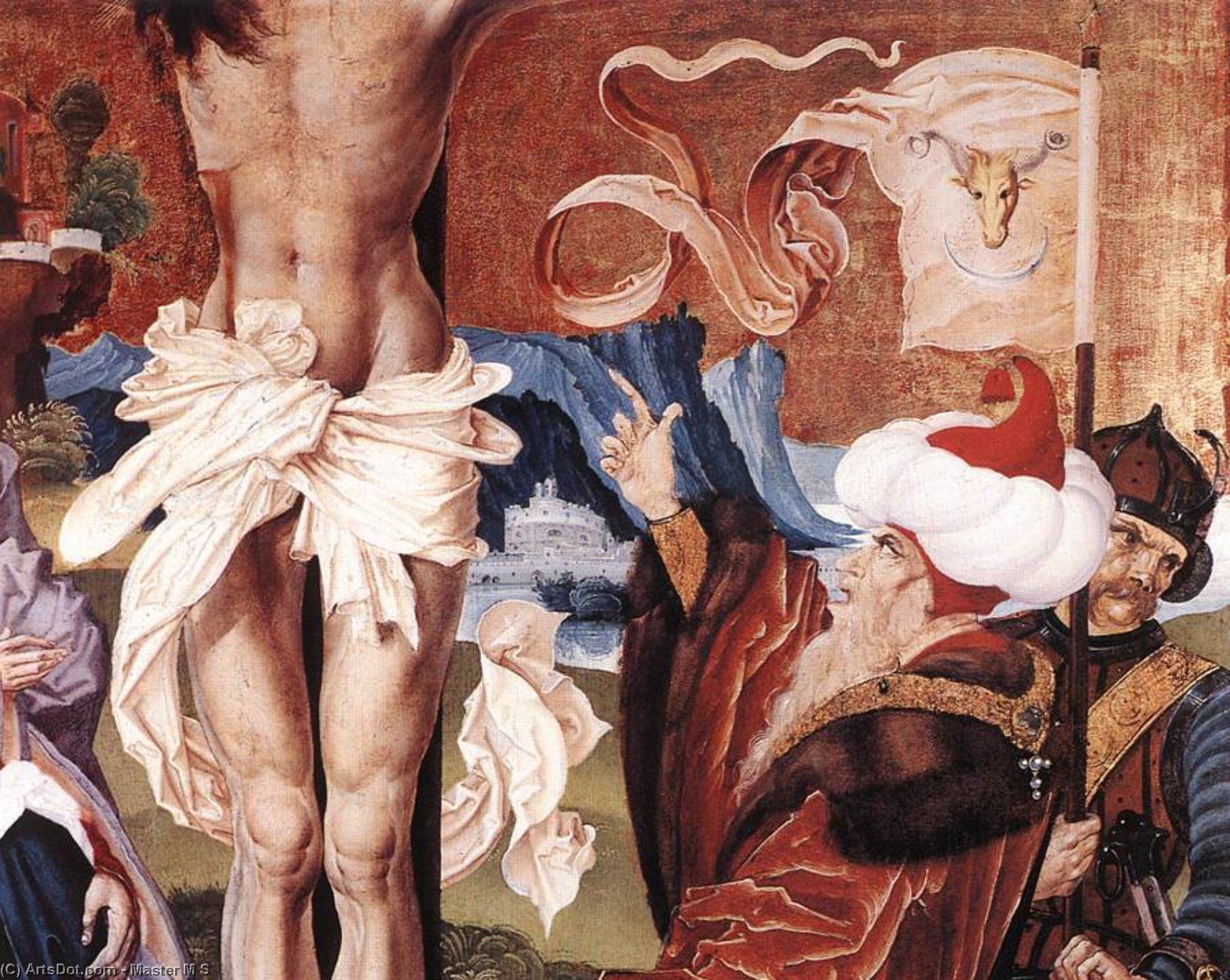 Wikioo.org – L'Encyclopédie des Beaux Arts - Peinture, Oeuvre de Master M S - La Crucifixion détail