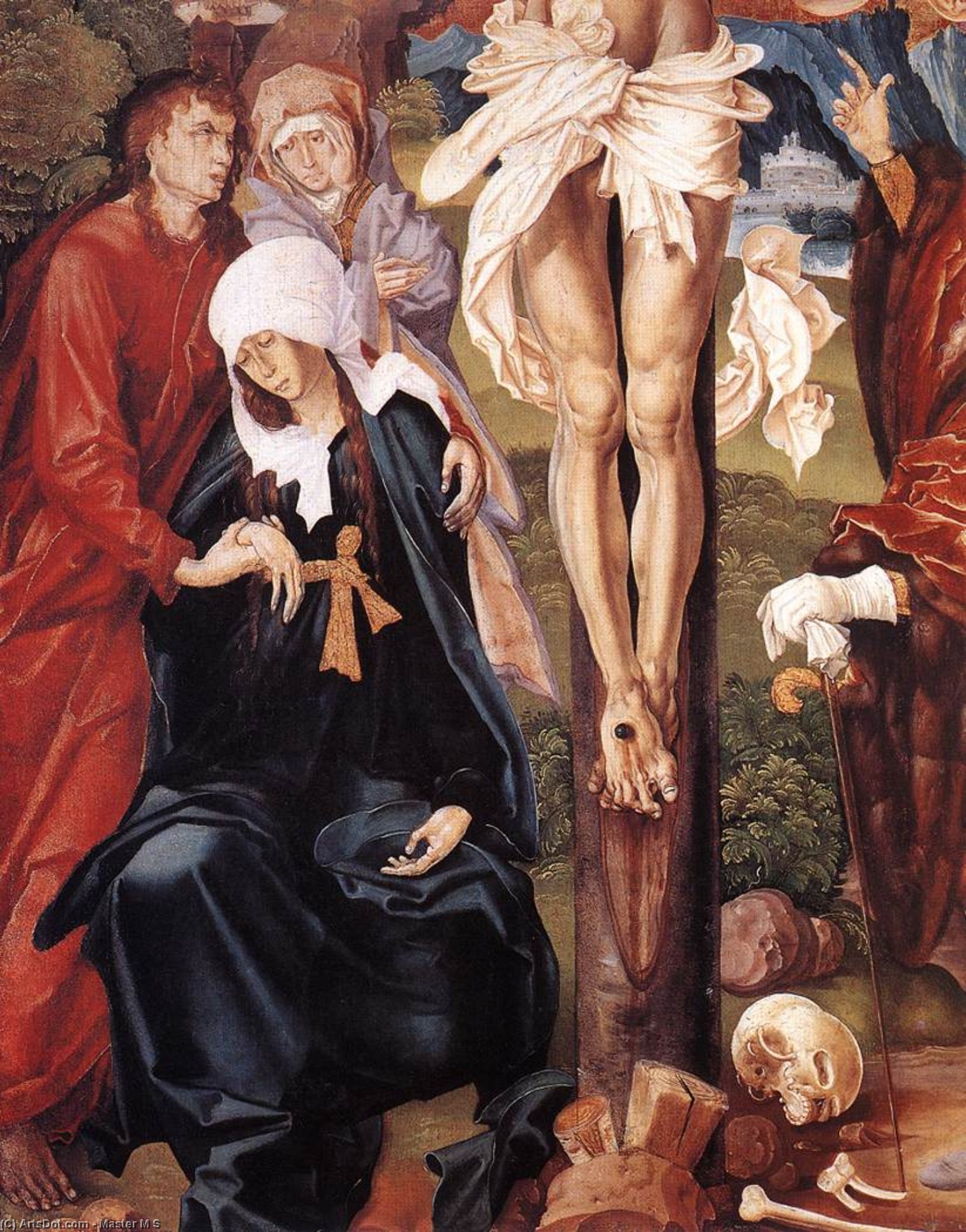 WikiOO.org - Encyclopedia of Fine Arts - Festés, Grafika Master M S - The Crucifixion (detail)