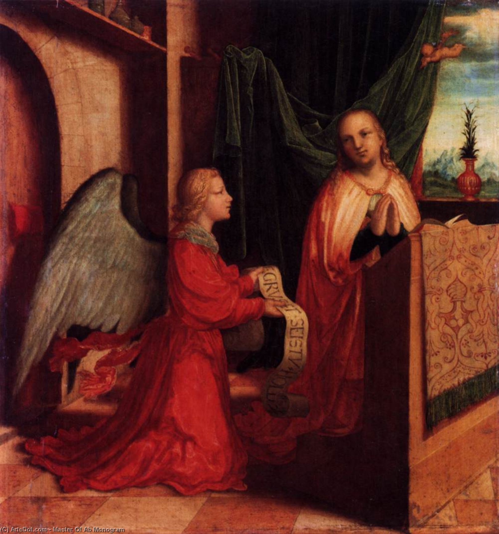 Wikioo.org - The Encyclopedia of Fine Arts - Painting, Artwork by Master Of Ab Monogram - The Annunciation