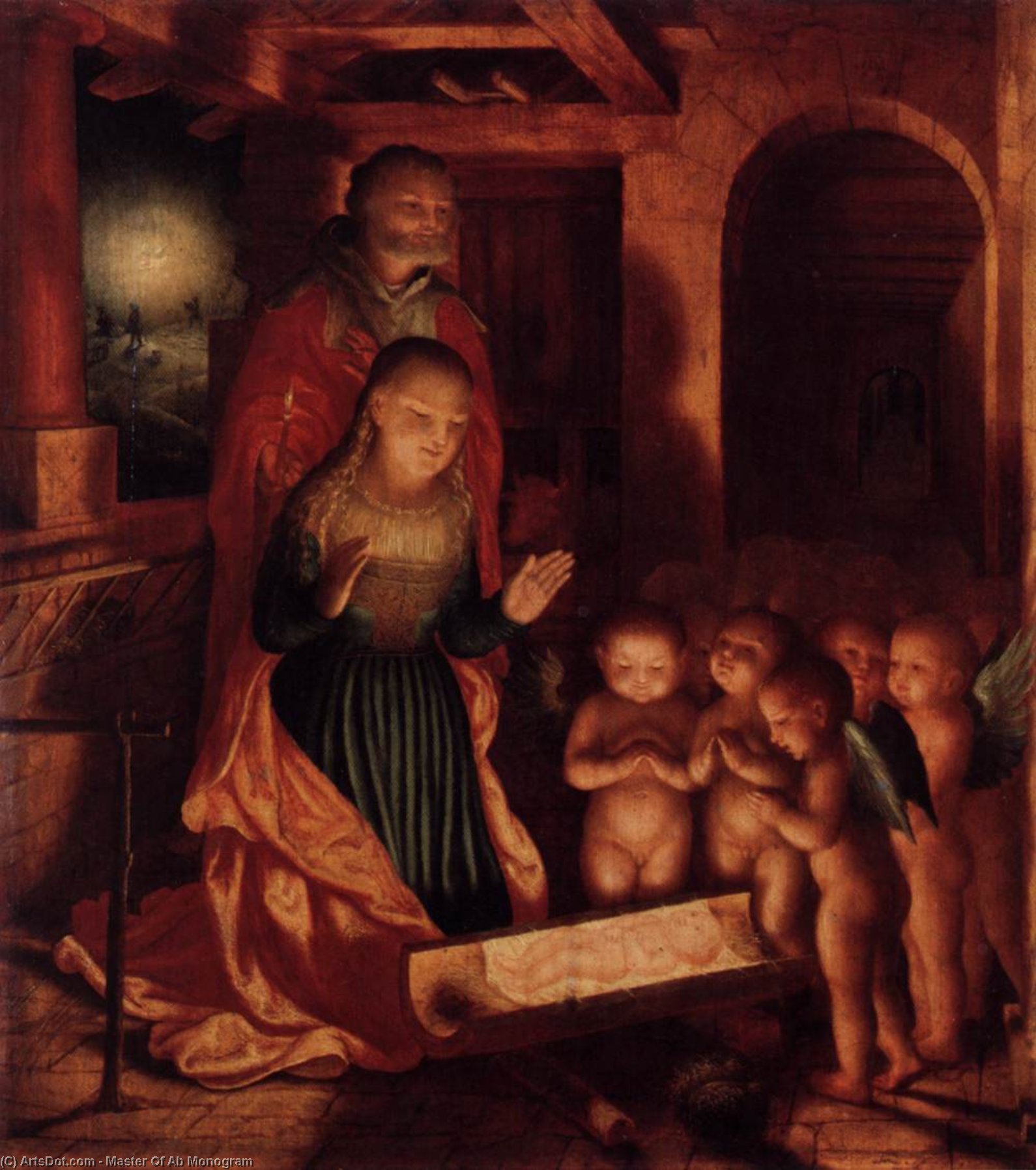 Wikioo.org - The Encyclopedia of Fine Arts - Painting, Artwork by Master Of Ab Monogram - The Birth of Jesus