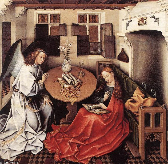 WikiOO.org - Encyclopedia of Fine Arts - Lukisan, Artwork Robert Campin (Master Of Flemalle) - Annunciation