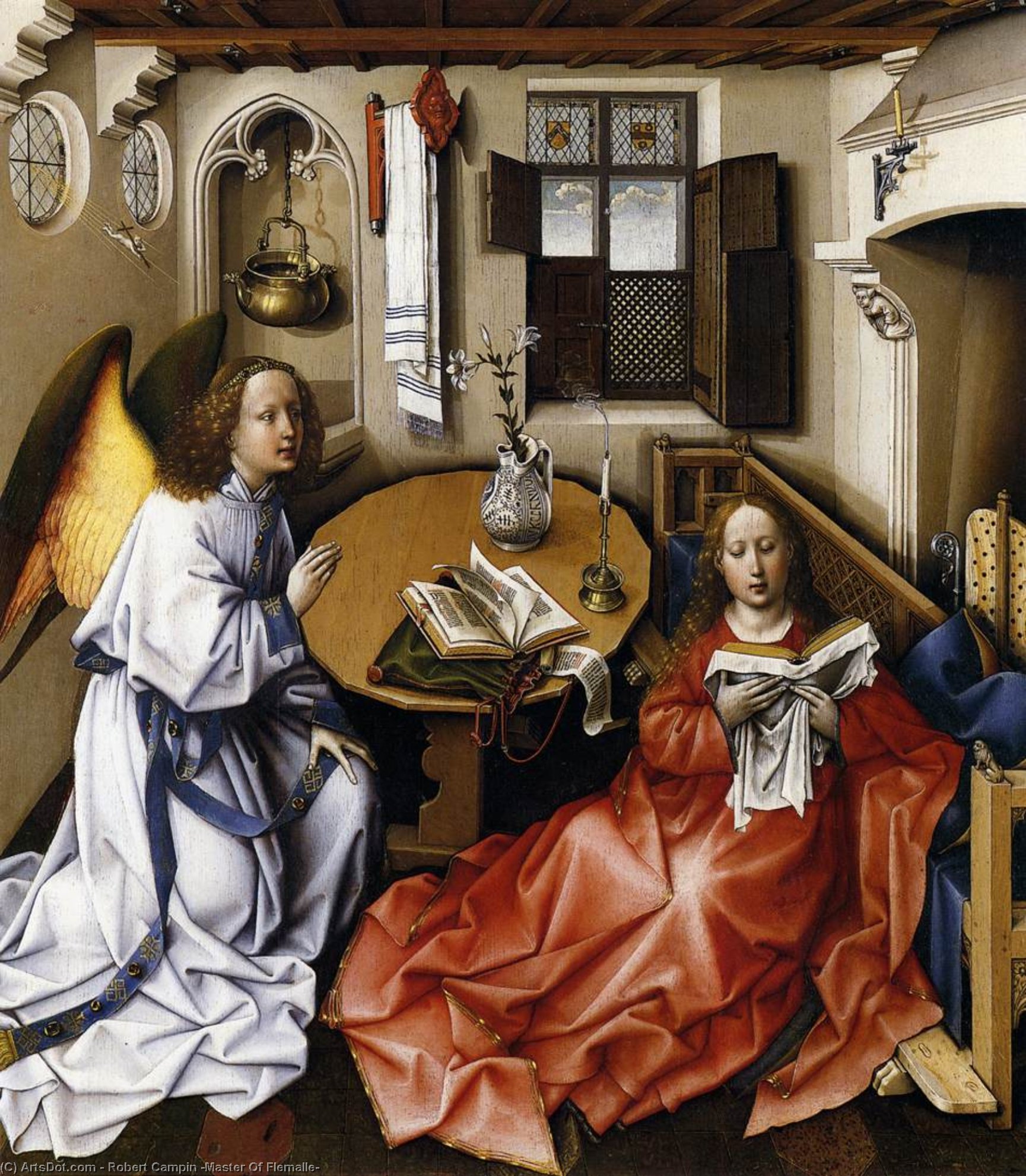 Wikioo.org - The Encyclopedia of Fine Arts - Painting, Artwork by Robert Campin (Master Of Flemalle) - Mérode Altarpiece (detail)