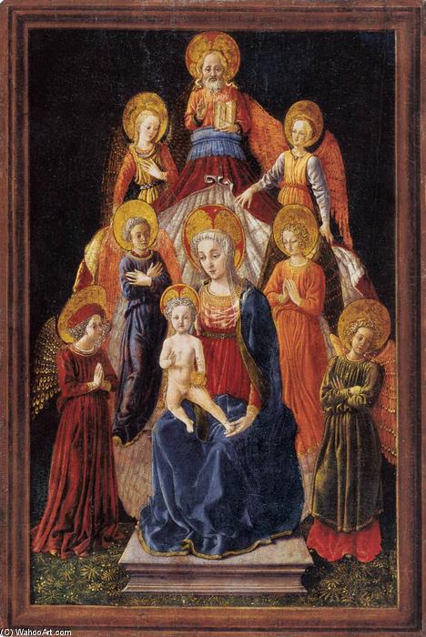 Wikioo.org - The Encyclopedia of Fine Arts - Painting, Artwork by Master Of Pratovecchio - Madonna and Child with Six Angels